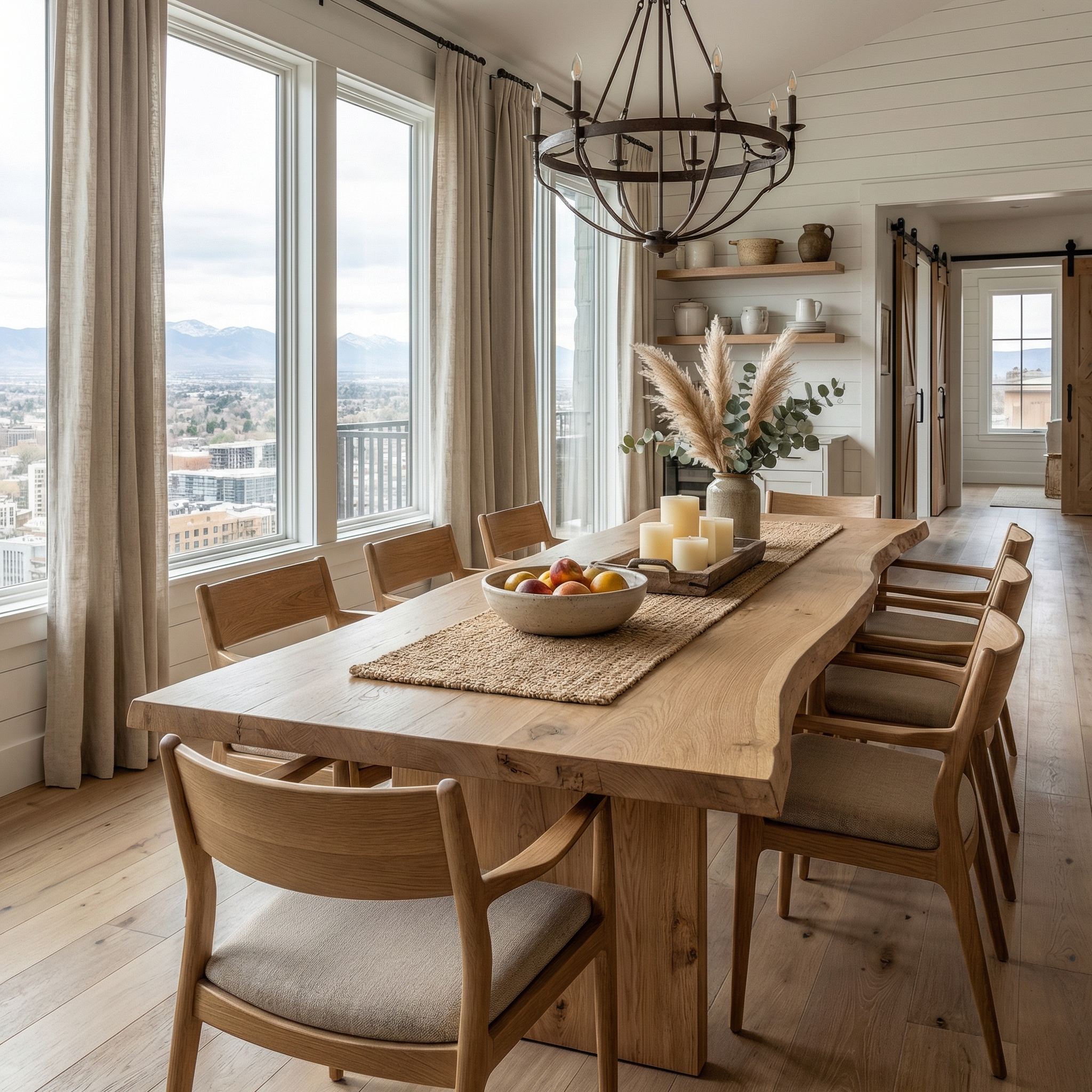 Rustic Live Edge Dining Table Solid Wood Natural Slab Design Dining Room And Kitchen SINLKIDT162