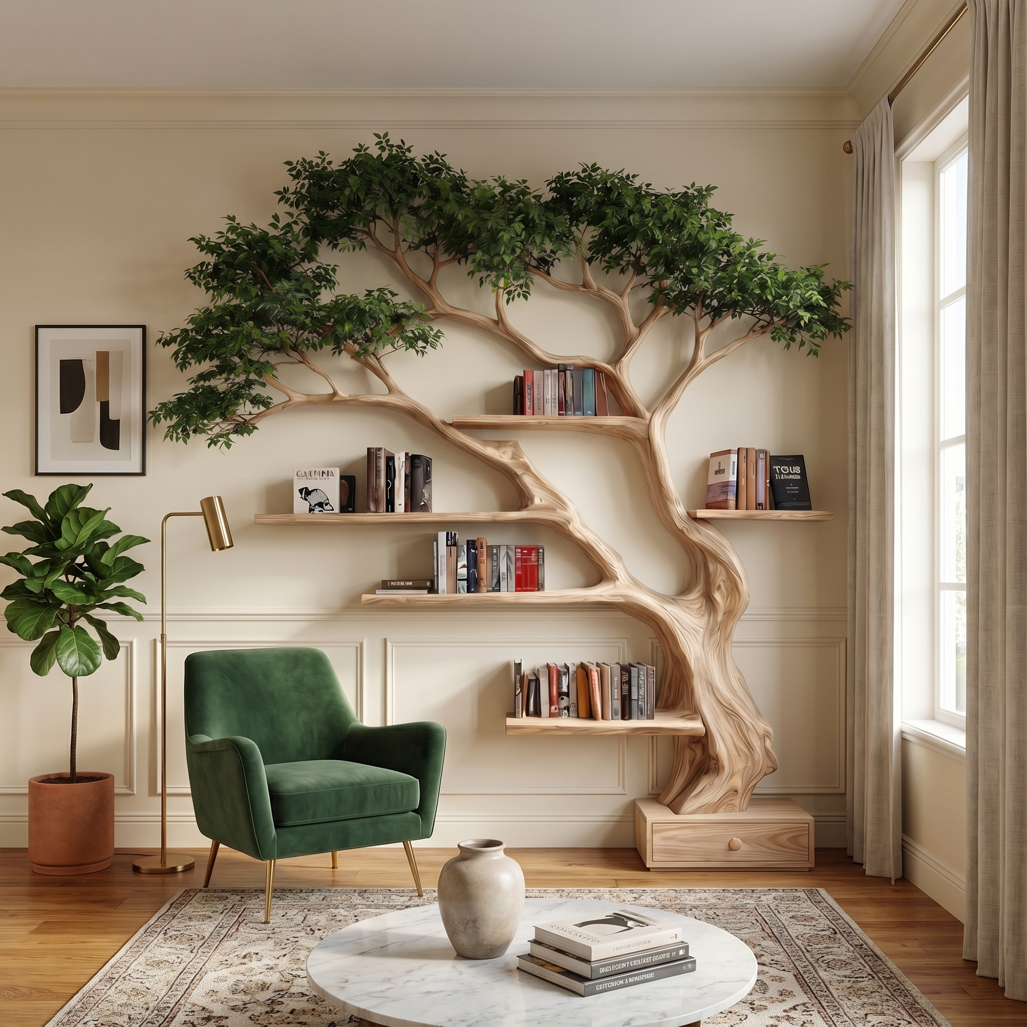 Nature Inspired Tree Bookshelf For Living Room And Bedroom SINLKITB722