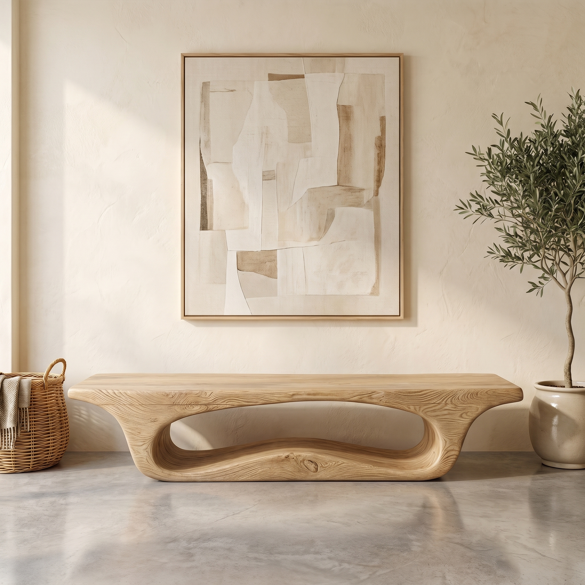 Modern Sculptural Bench For Entryway Or Living Room SINLKIRS104