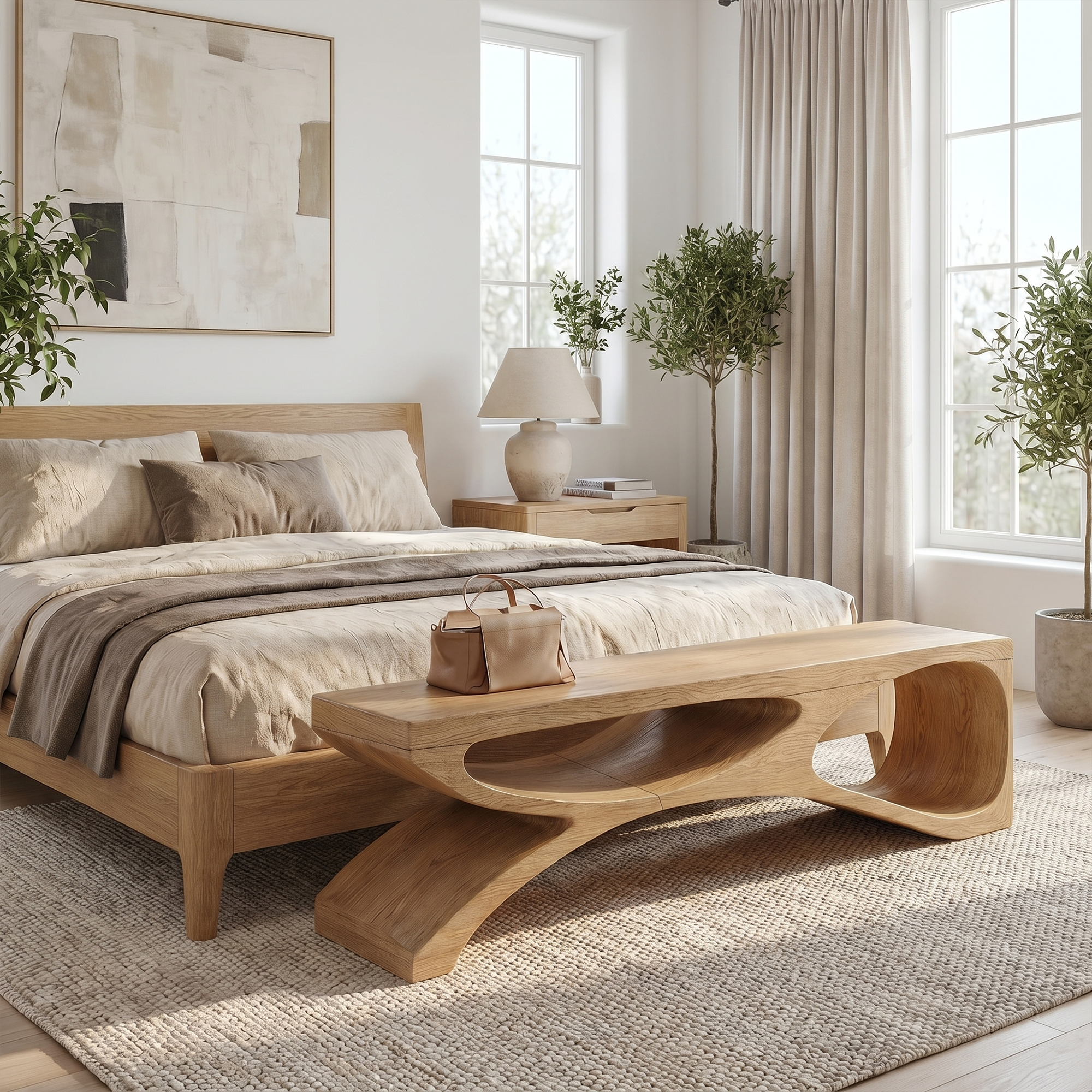 Contemporary Bench With Sculptural Open Base For Living Room SINLKIRS116