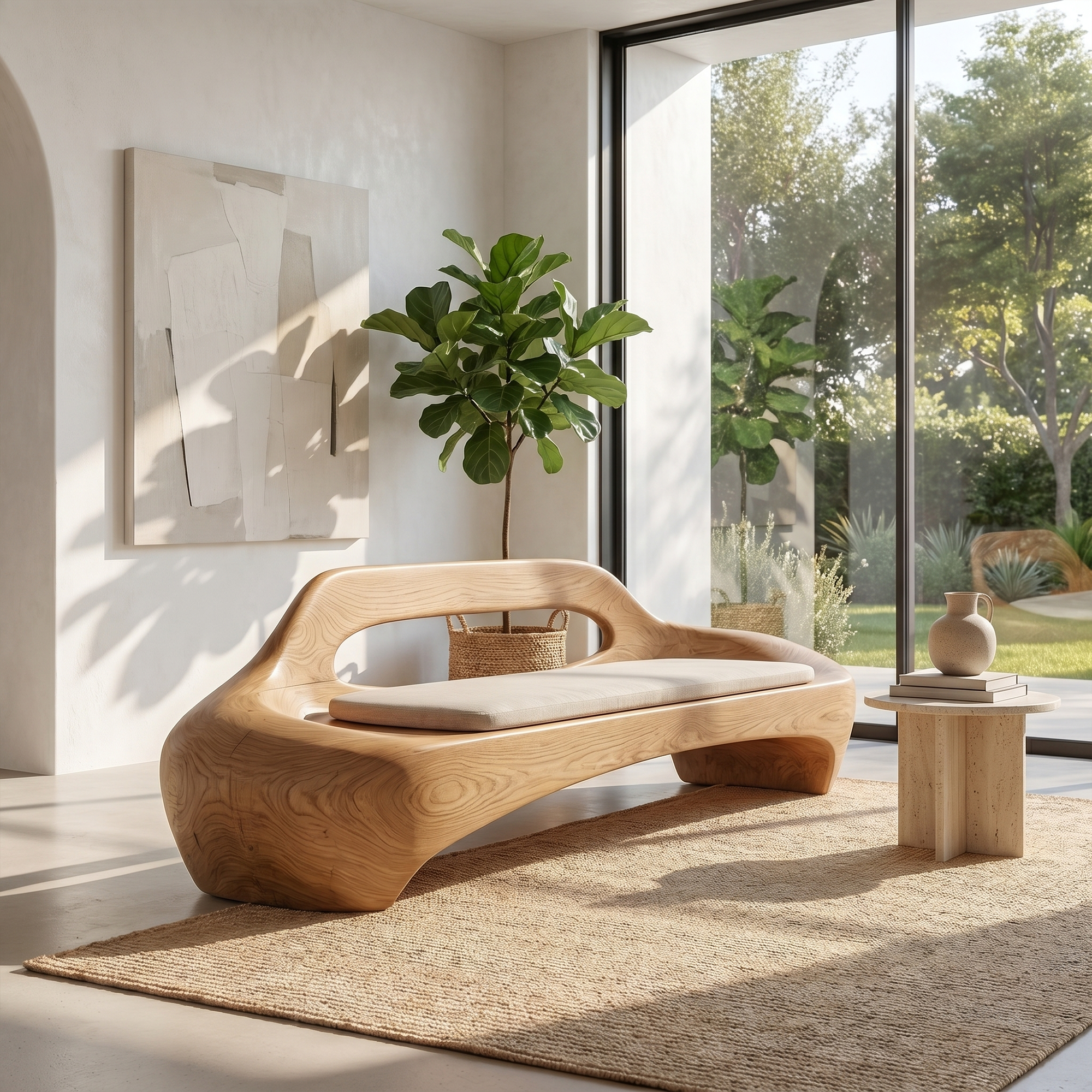 Modern Organic Sofa Frame With Low Profile Solid Wood Design For Living Room SINLKISF020