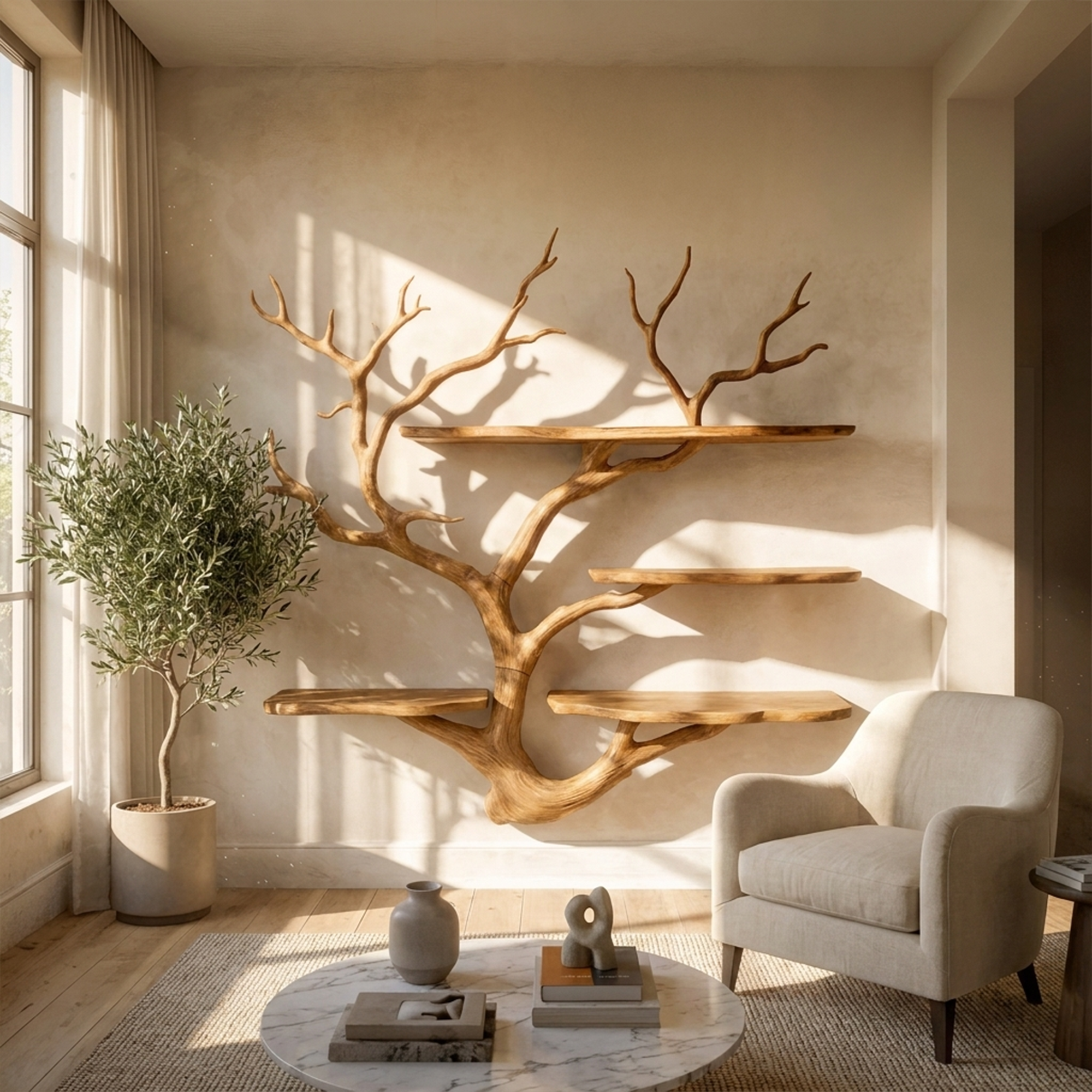 Sculptural Tree Wall Shelf Living Room And Studio SINLKITBS105