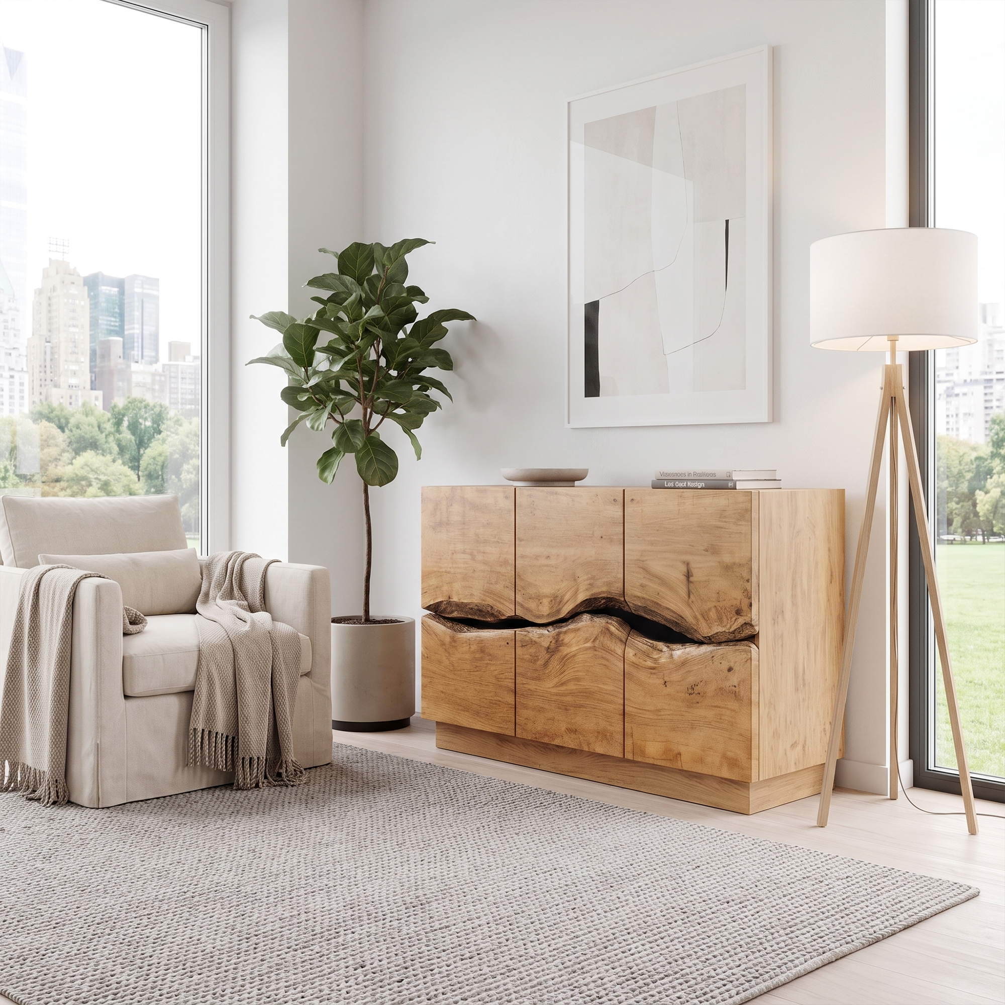 Modern Storage Cabinet With Artistic Carved Wood Doors For Entryway SINLKISC539