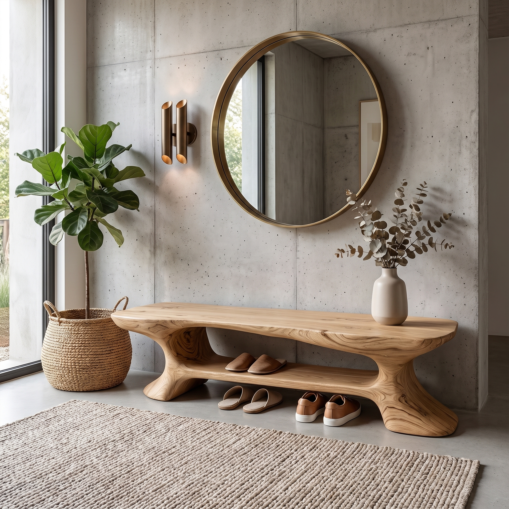Rustic Entryway Bench With Integrated Shoe Storage For Entryway SINLKISB100