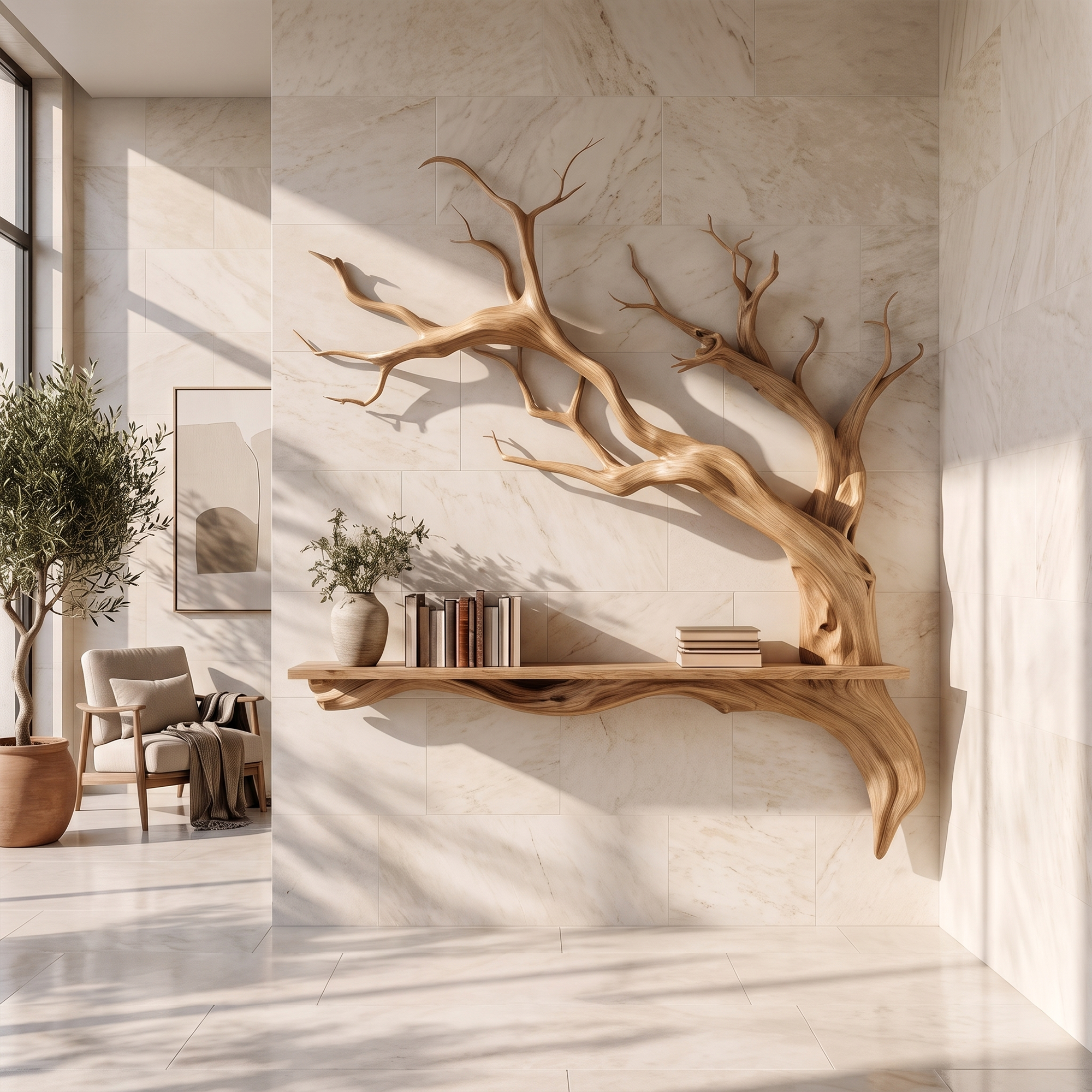 Rustic Tree Branch Wall Shelf Natural Artistic Home Decor SINLKIFL177