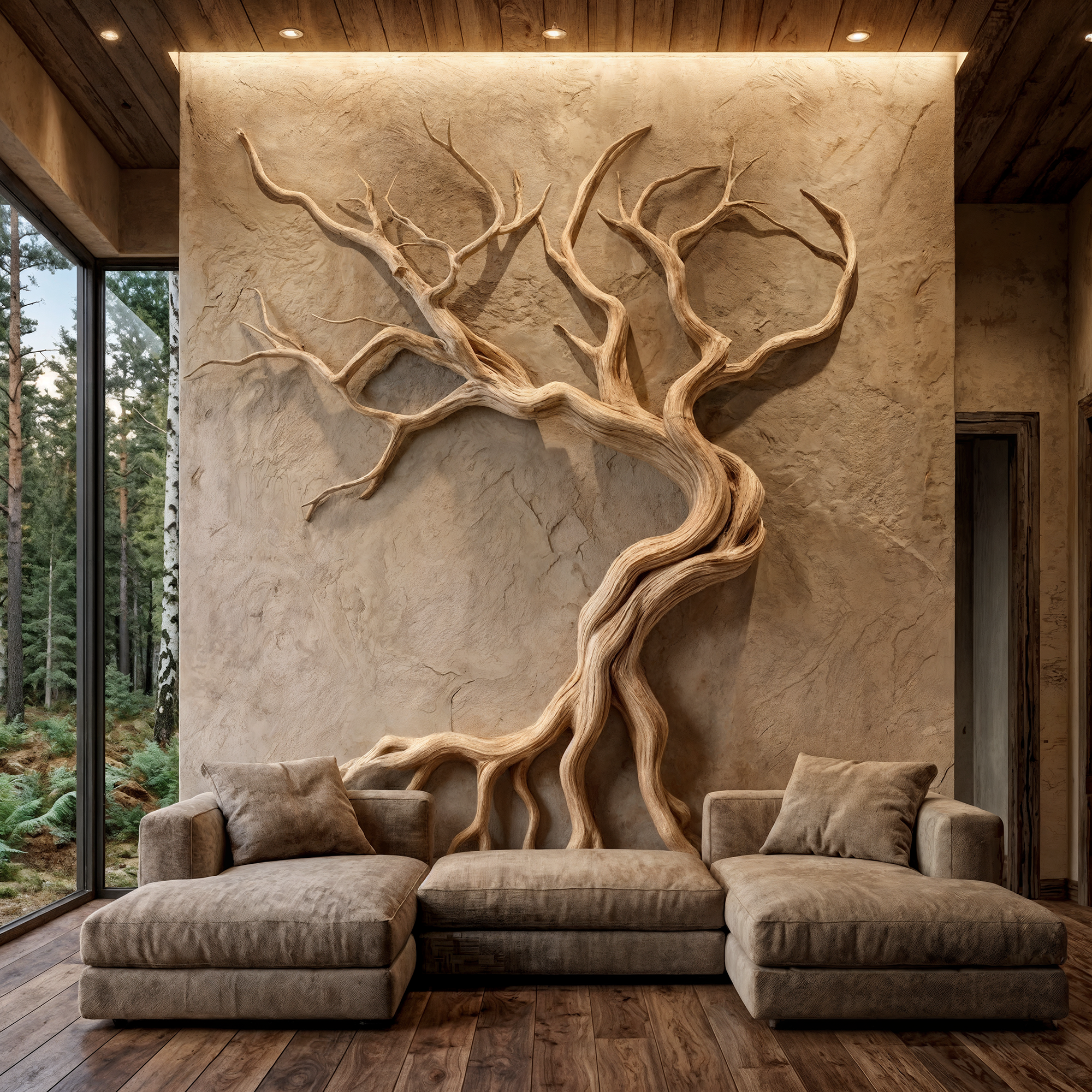 Modern Tree Branch Sculpture Wall Decor Living Room SINLKIWD058