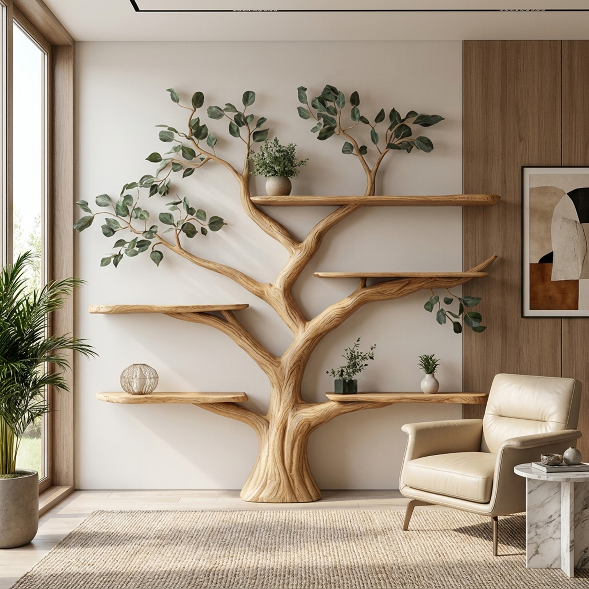 Handcrafted Tree Bookshelf Wall-Mounted Furniture Living Room SINLKITB535