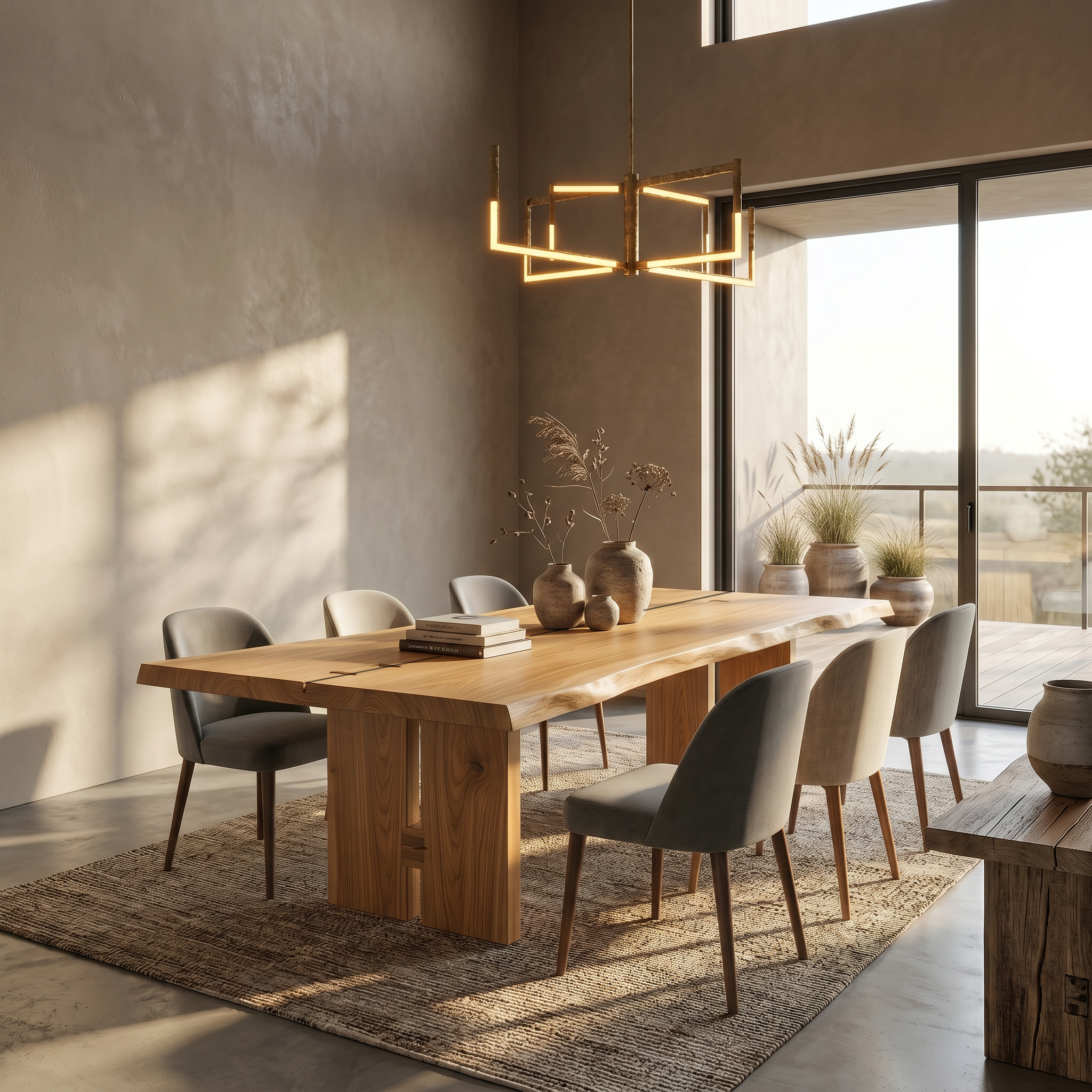 Sculptural Dining Table With Chunky Pedestal Base For Dining Room SINLSADT193