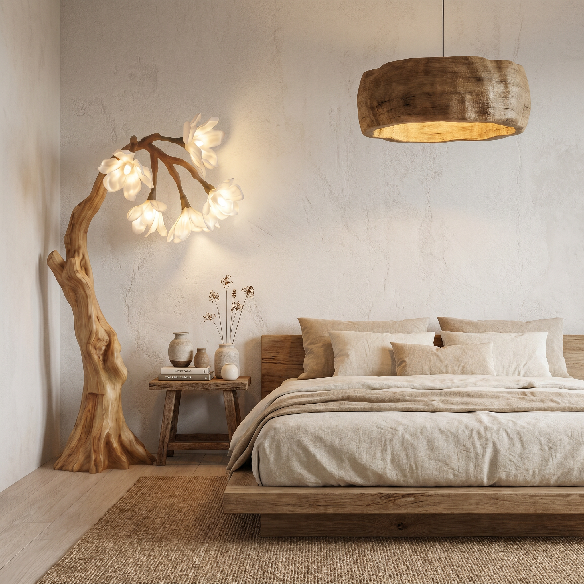Botanical Standing Lamp With Flower Shade For Living Room And Bedroom SINLSAFLP076