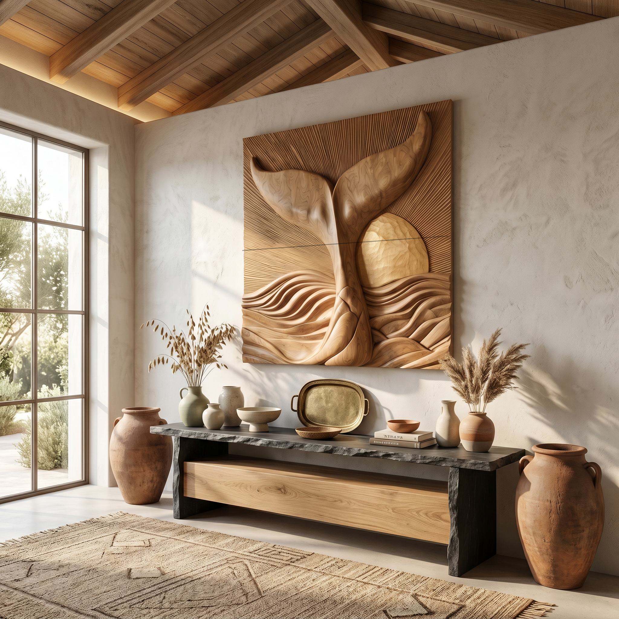 Abstract Botanical Wall Art Panel For Living Room And Entryway SINLSAWD088