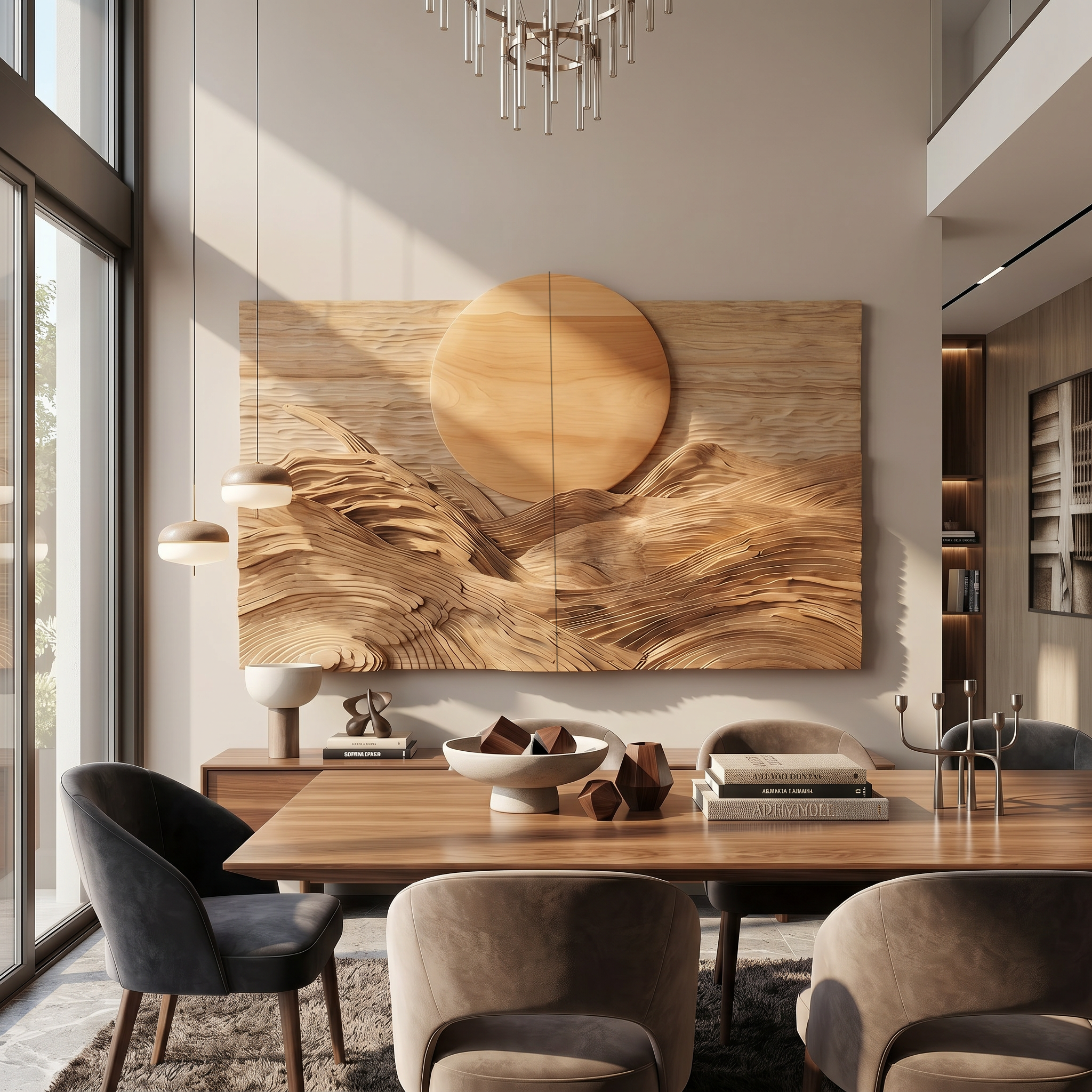 Rustic Mountain Sunrise Wooden Wall Art For Living Room And Bedroom SINLSAWD090