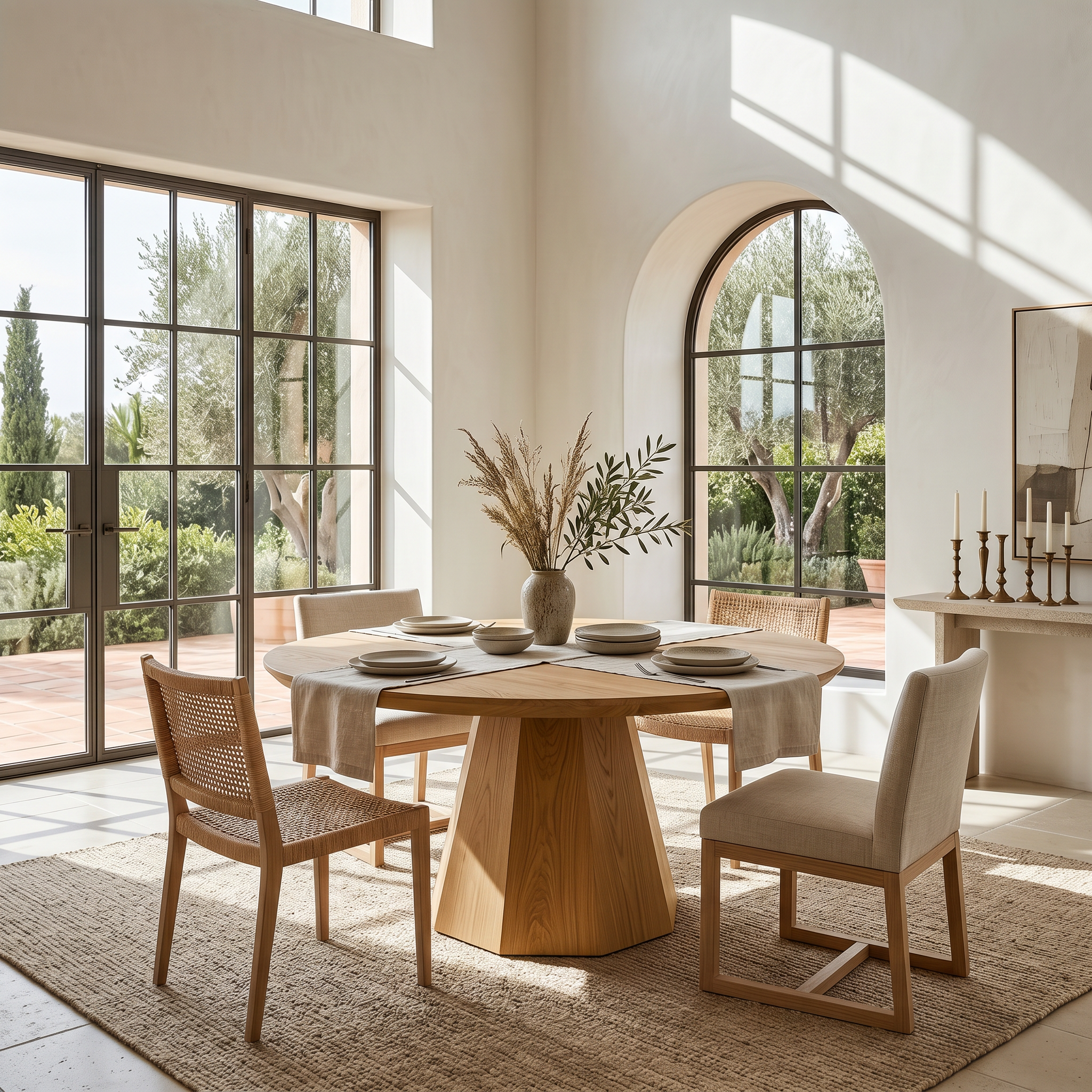 Mid Century Dining Table With Tapered Sculptural Pedestal For Dining Room SINLSADT195