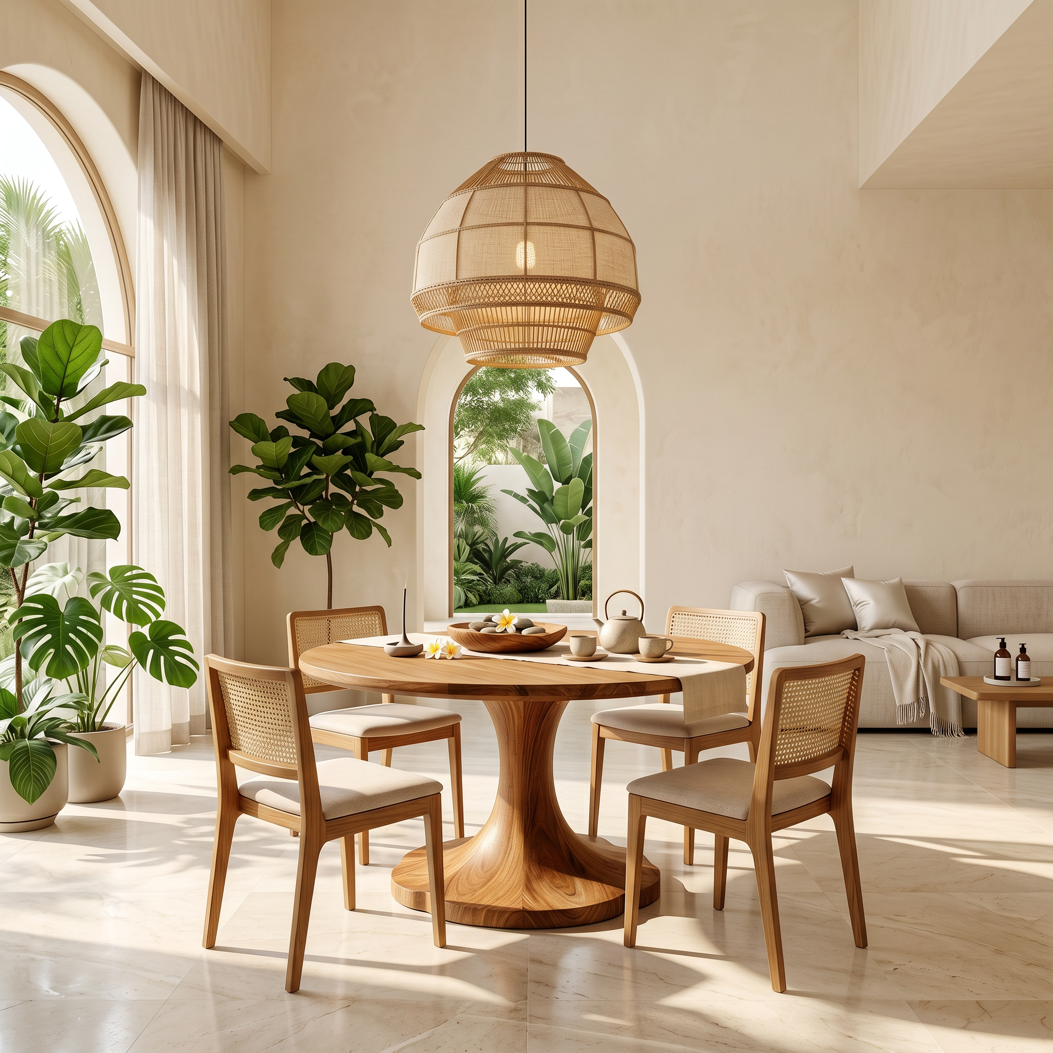 Organic Round Dining Table With Handcrafted Pedestal For Dining Room SINLSADT200