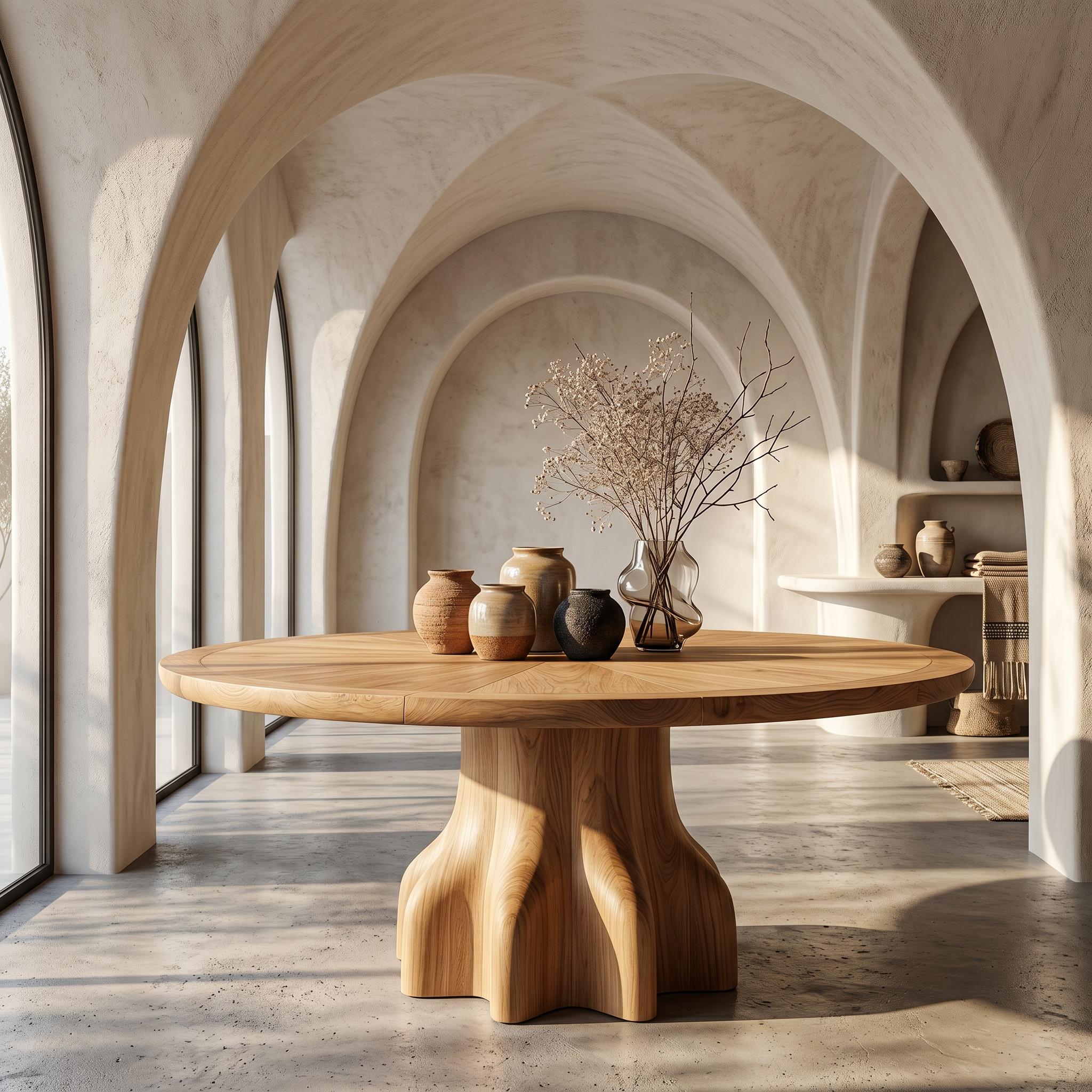Rustic Foyer Table With Handcrafted Solid Wood Pedestal Base For Entryway And Hallway SINLSAFT039