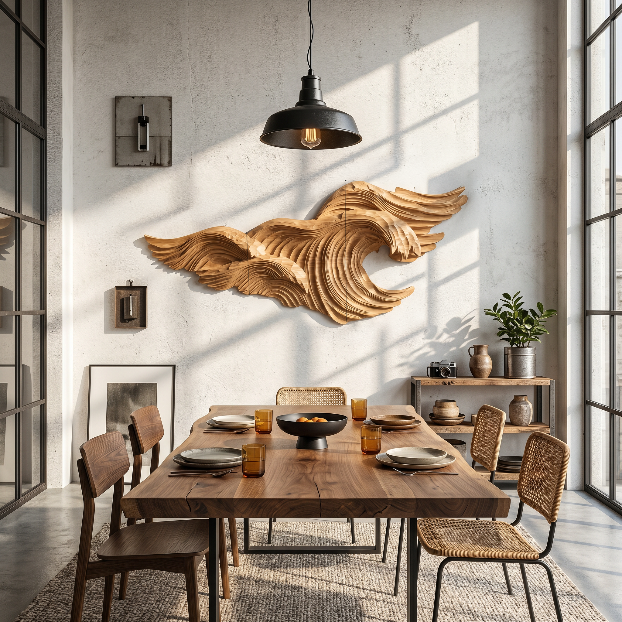 Abstract Wave Wall Art With Sculptural Flowing Design For Living Room And Entryway SINLSAWD097