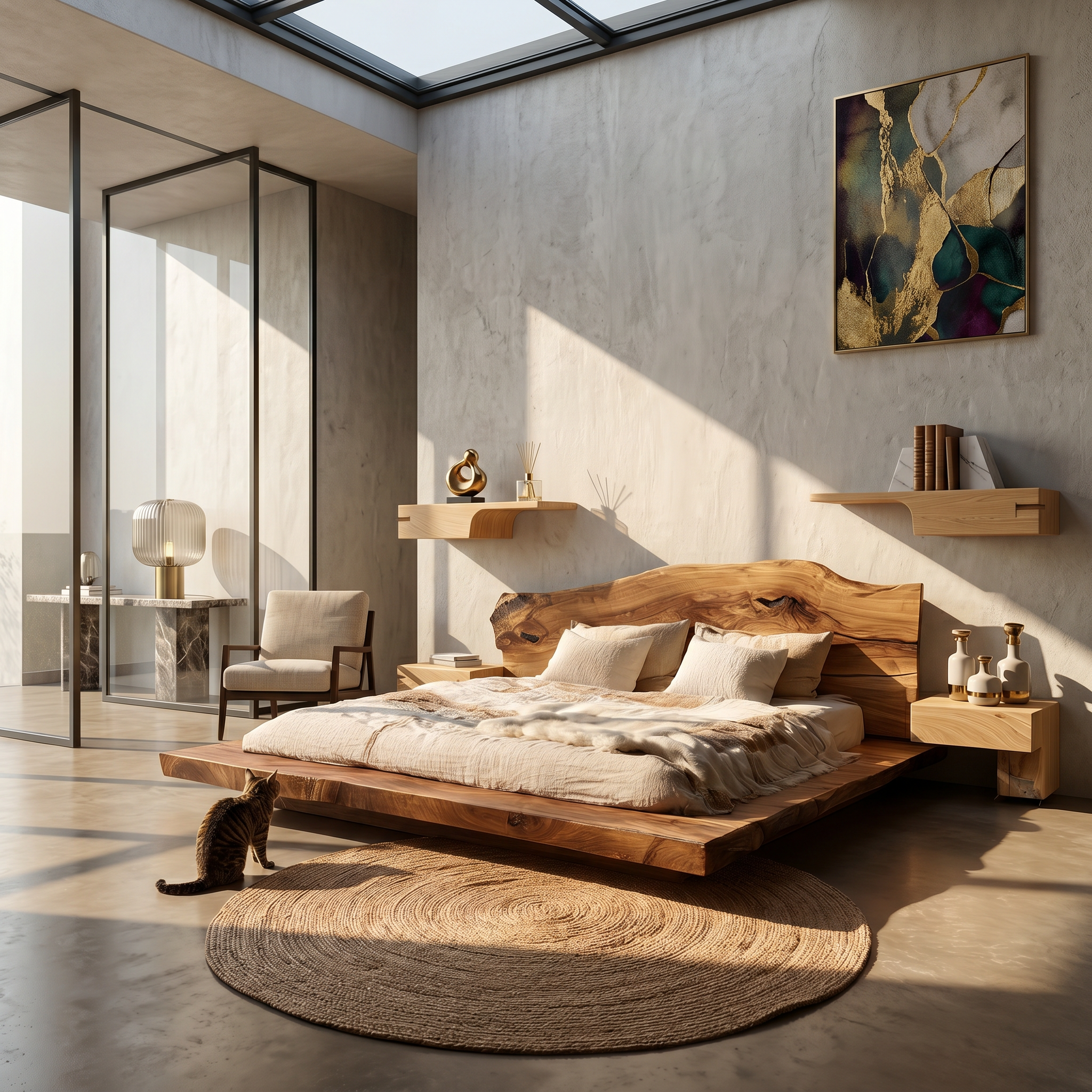 Modern Platform Bed Frame With Low Profile Solid Wood Design For Bedroom SINLSAWB126