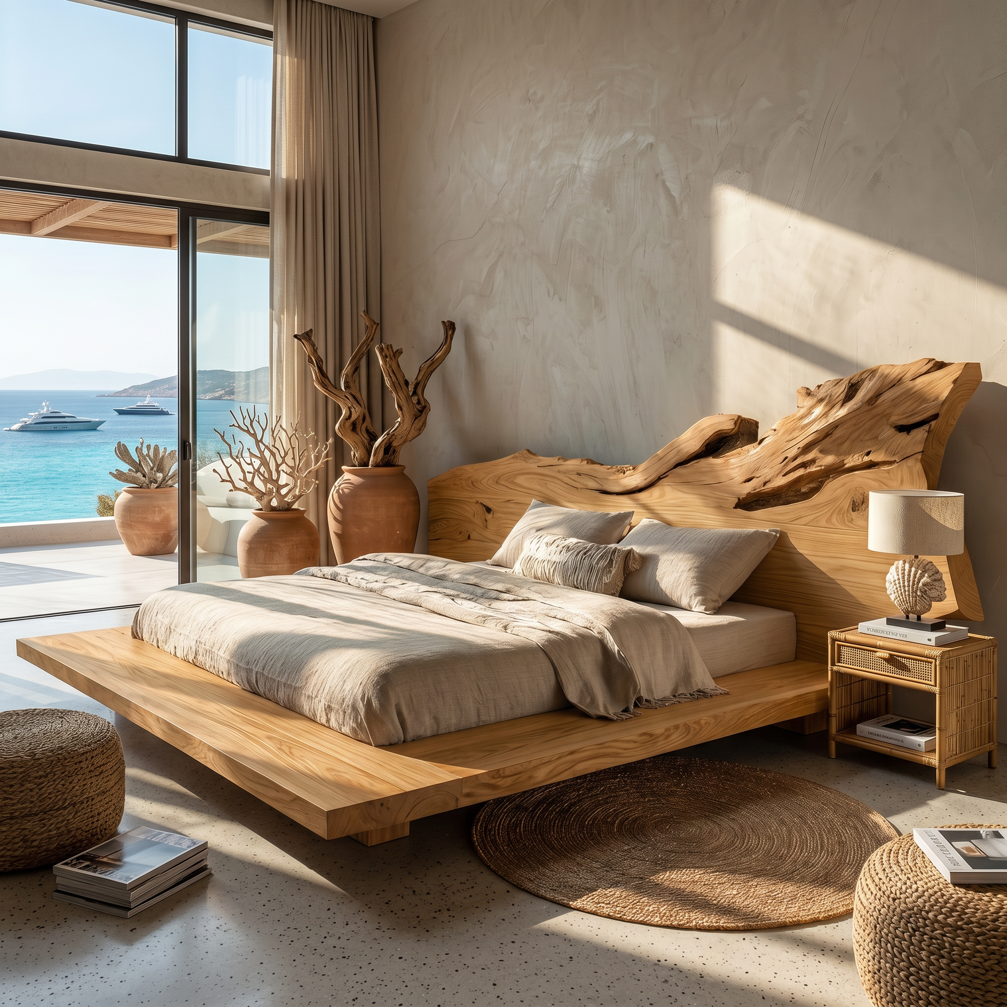 Modern Bed Frame With Live Edge Wood Headboard For Bedroom SINLSAWB130
