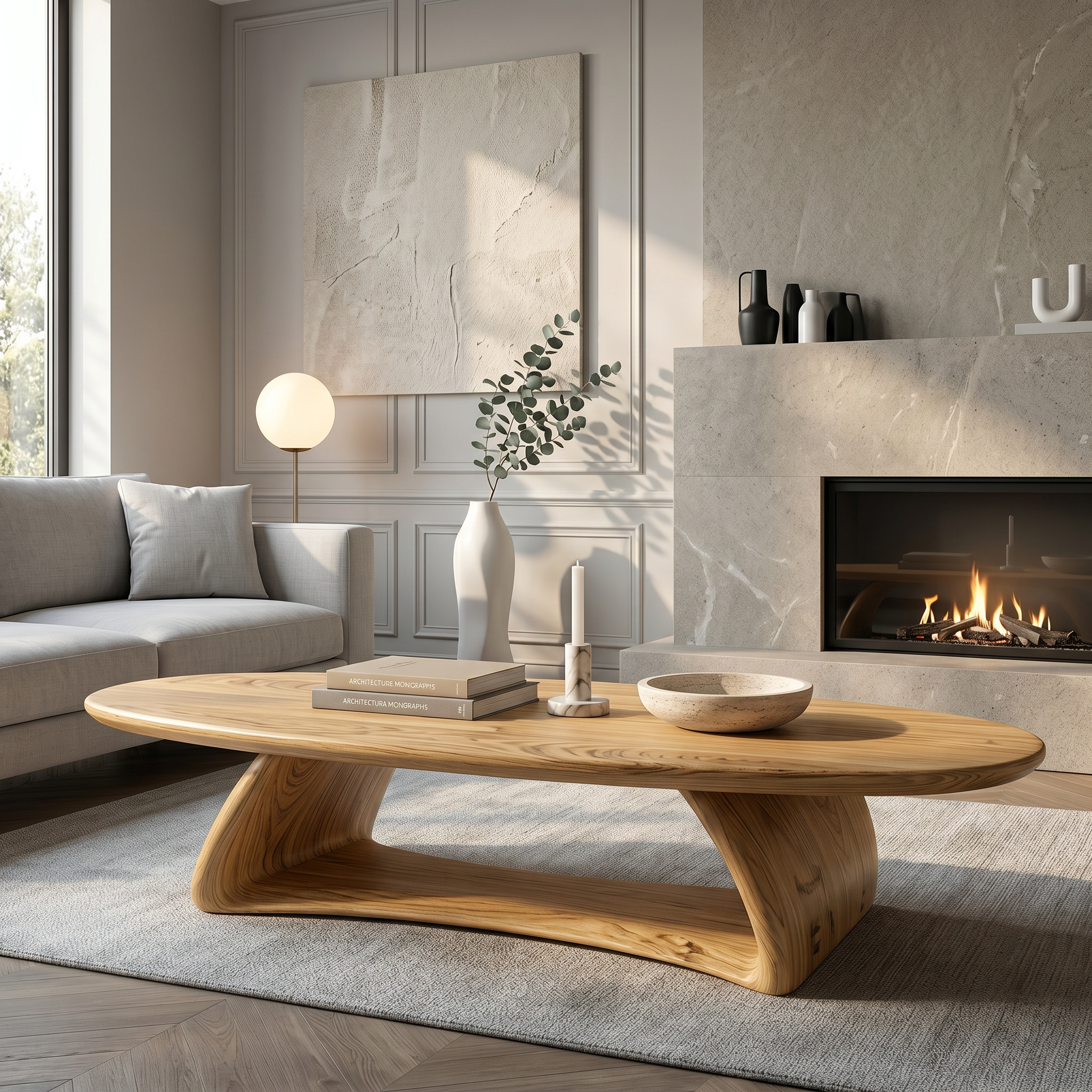 Contemporary Coffee Table With Artistic Sculptural Form For Living Room SINLSACF404