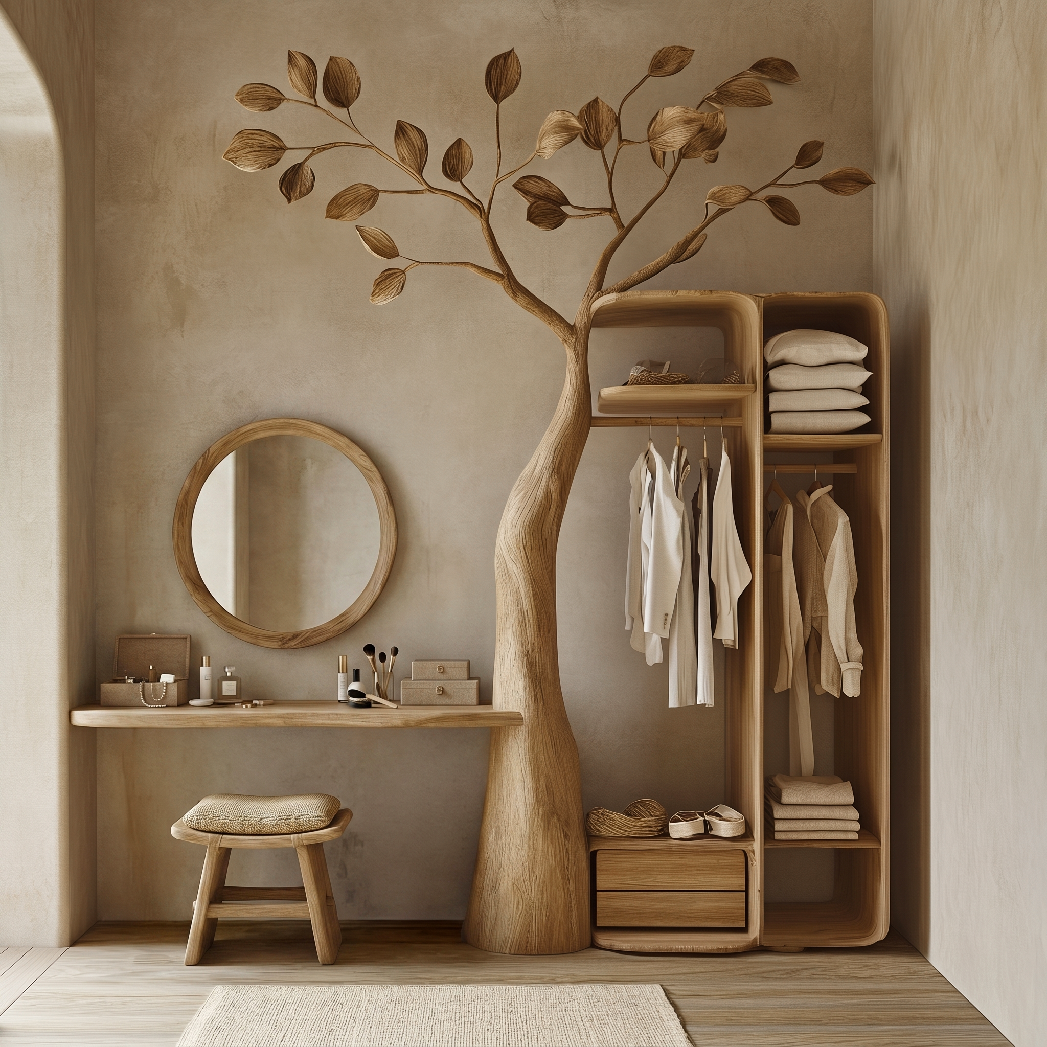 Rustic Tree Coat Rack Wall Mount Vanity Bedroom And Dressing Room SINLSATCR111