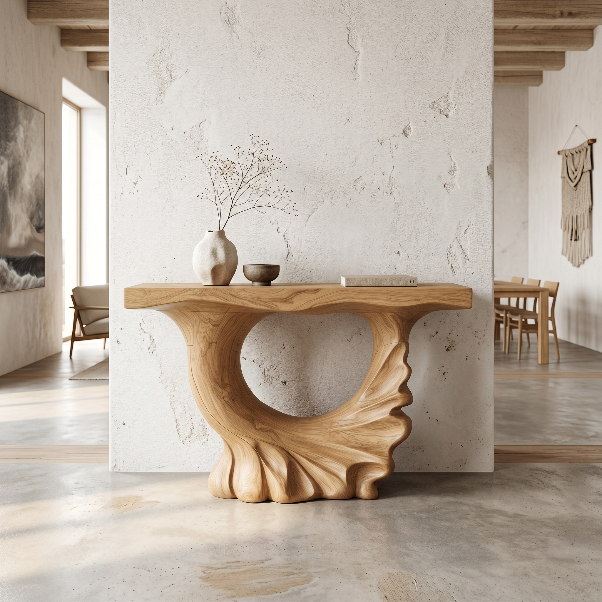 Modern Console Table With Ring Form Pedestal Base For Living Room SINLSACS630