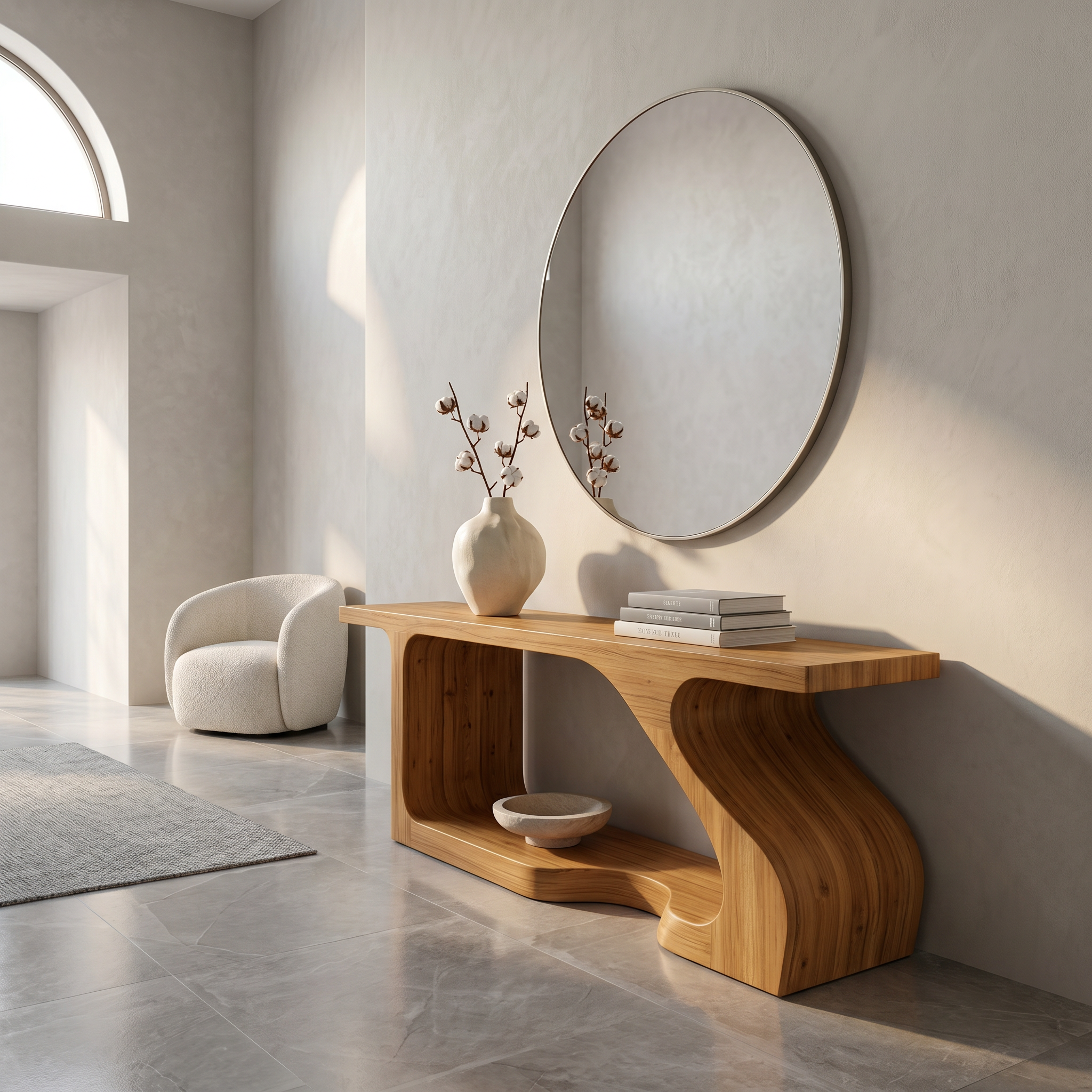 Modern Console Table With Sculptural Curved Form For Entryway SINLSACS640