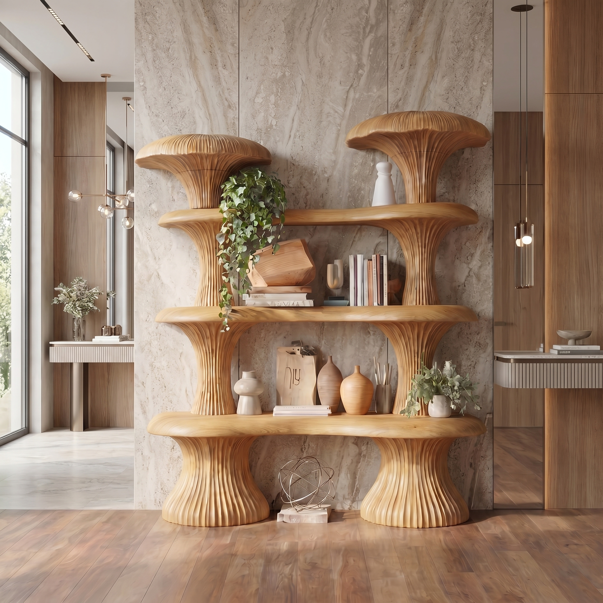 Sculptural Mushroom Bookcase For Living Room And Reading Room SINLSATB728