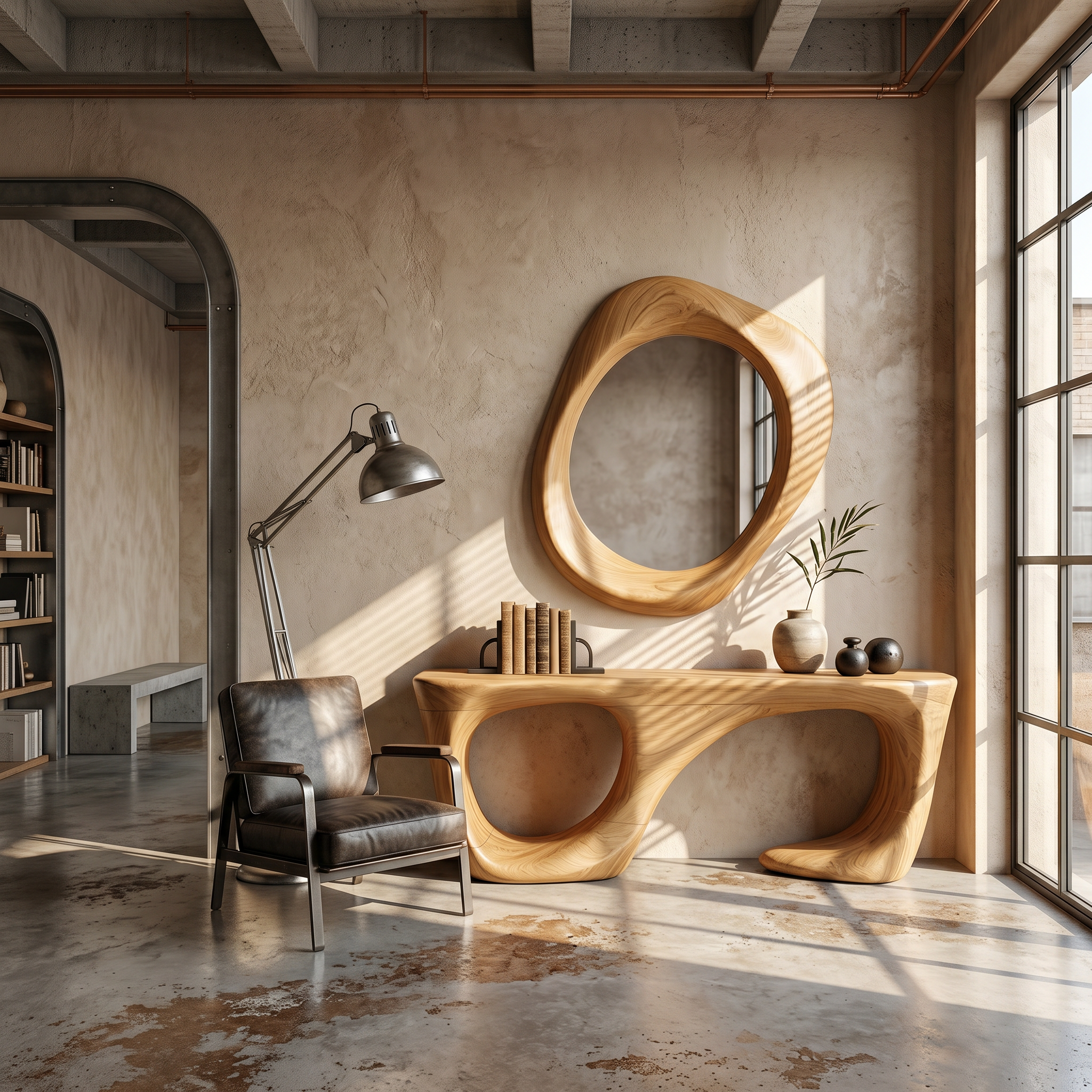 Contemporary Console Table With Curved Open Structure For Living Room SINLSACS650
