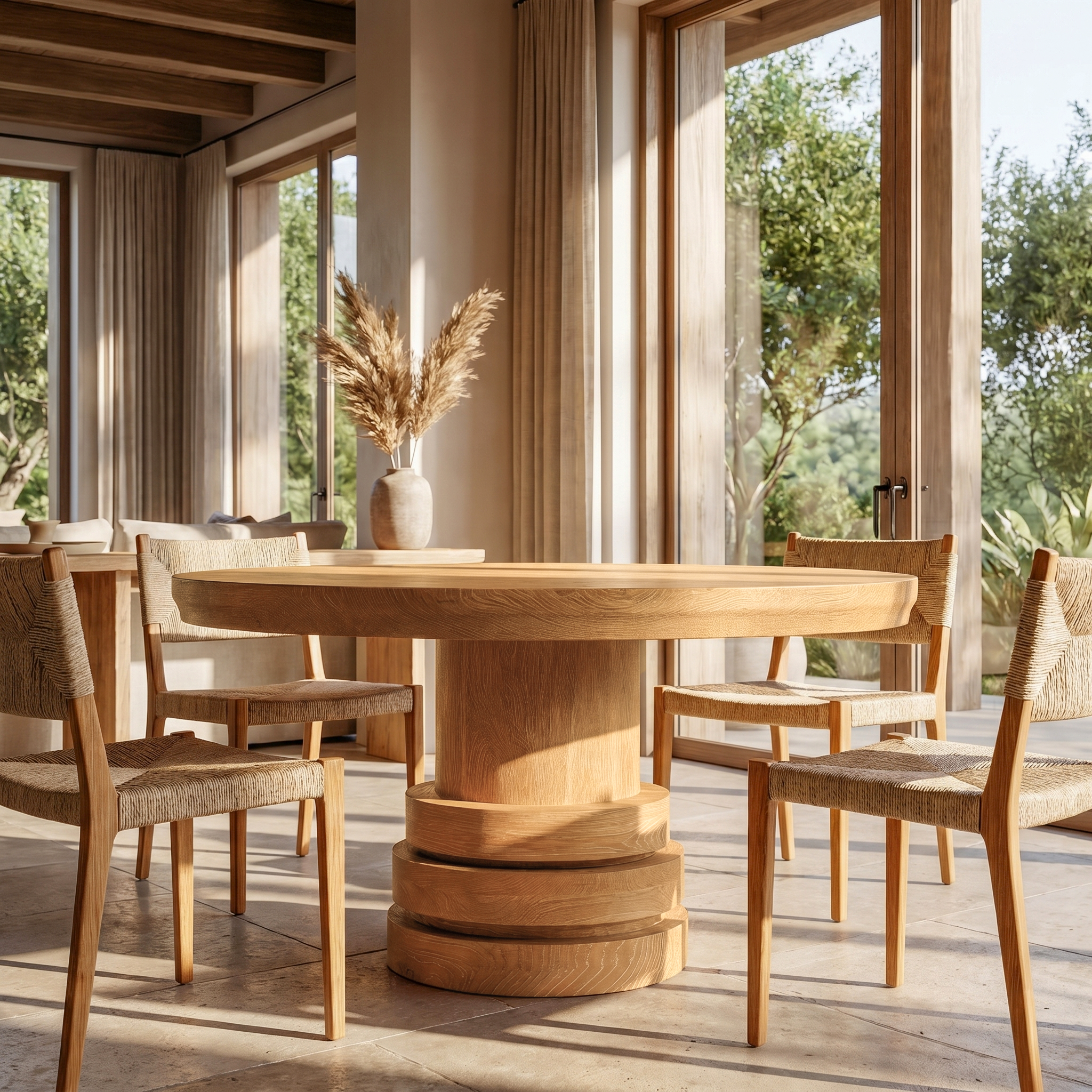 Rustic Farmhouse Round Dining Table For Dining Room SINLSADT175