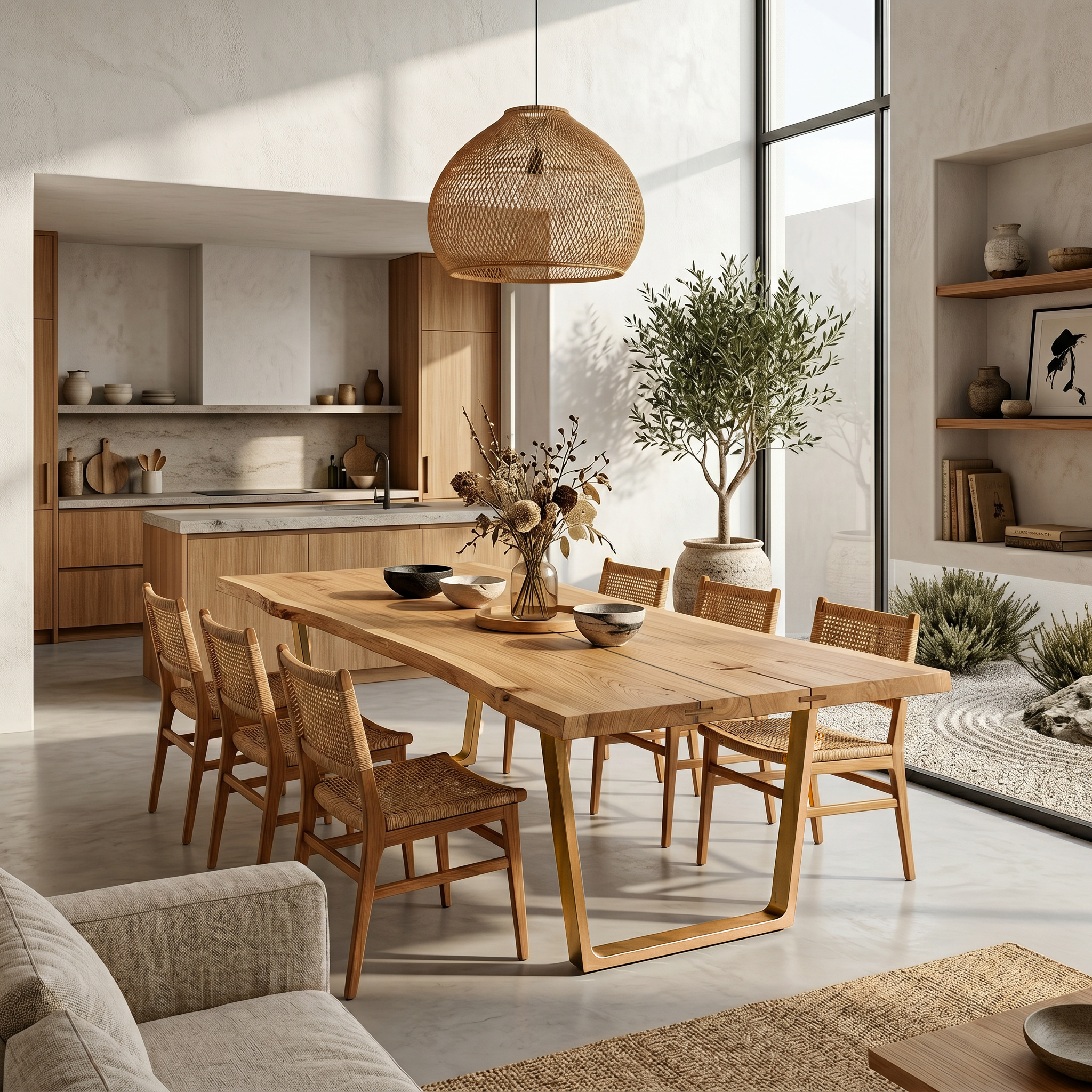 Organic Live Edge Dining Table With U Shaped Wood Legs For Dining Room SINLSADT187