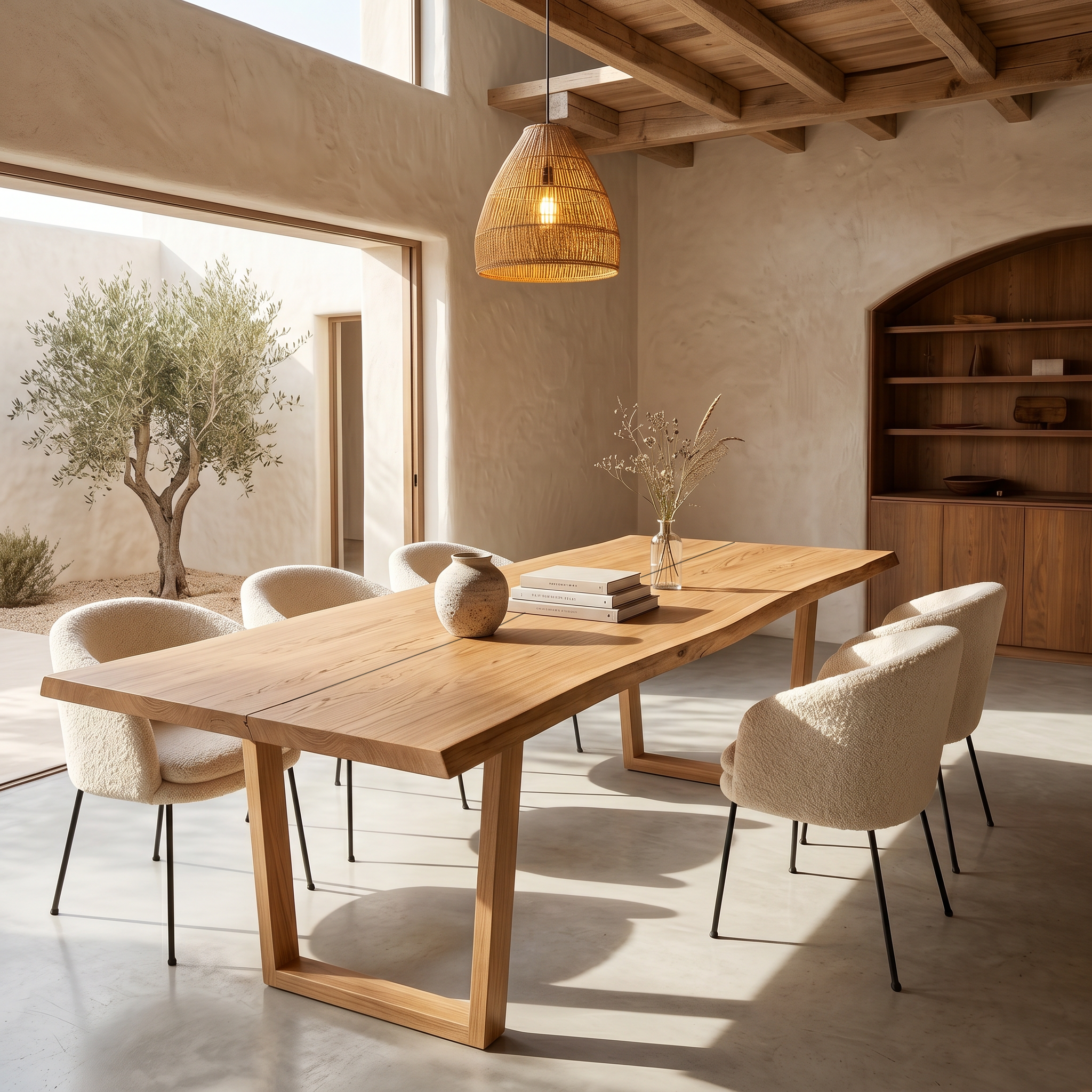 Modern Walnut Dining Table With Minimalist U Shape Base For Dining Room SINLSADT188