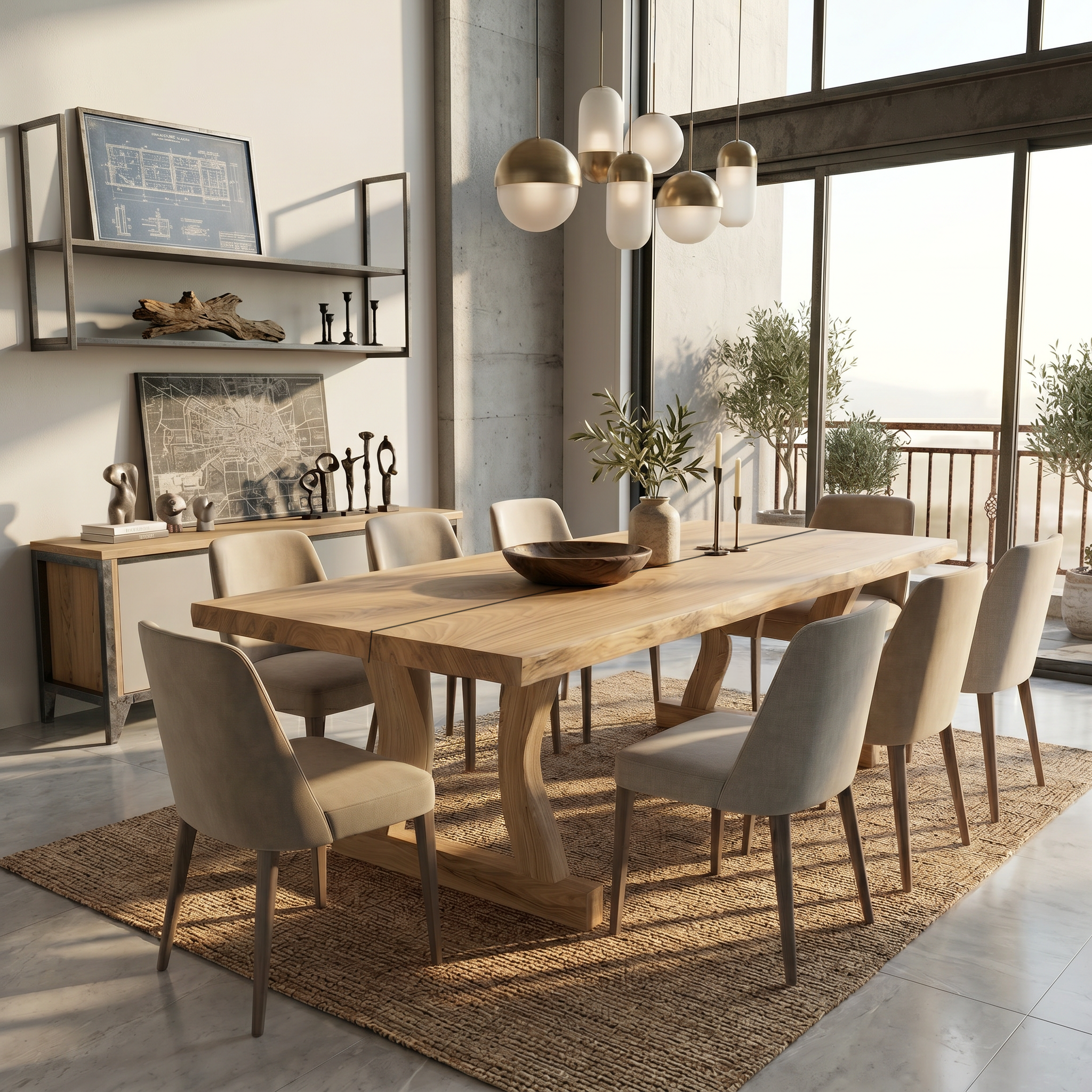 Contemporary Solid Wood Dining Table With Rounded Edge Design For Dining Room SINLSADT190
