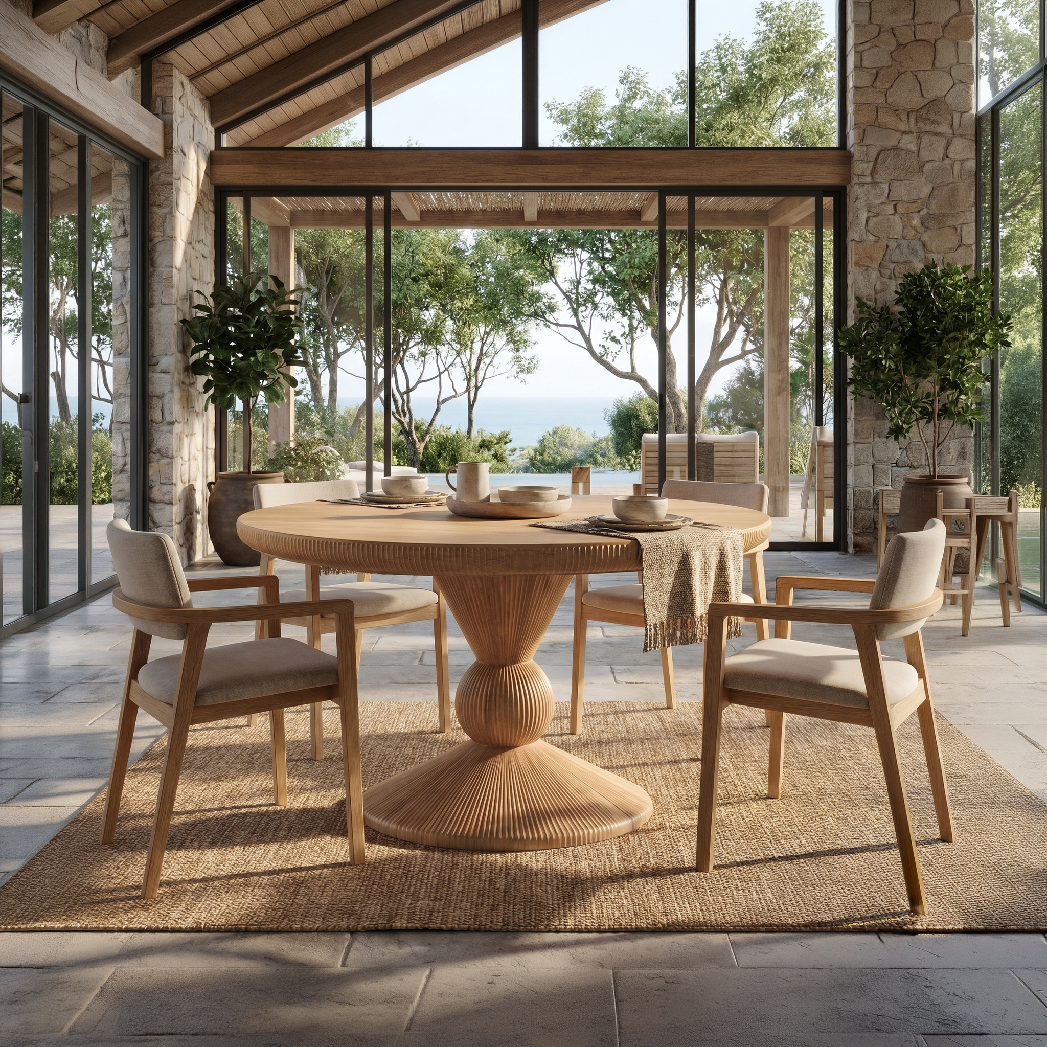 Modern Round Pedestal Dining Table For Dining Room And Kitchen SINLSADT168
