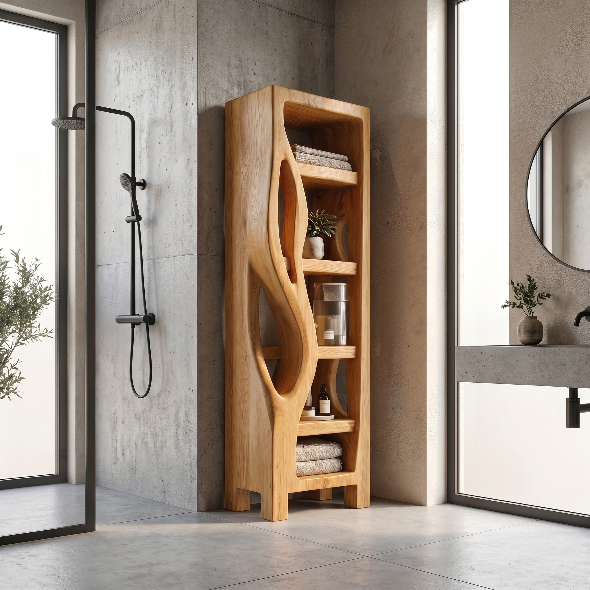 Rustic Bathroom Cabinet With Organic Branch Design For Bathroom SINLSABCT034