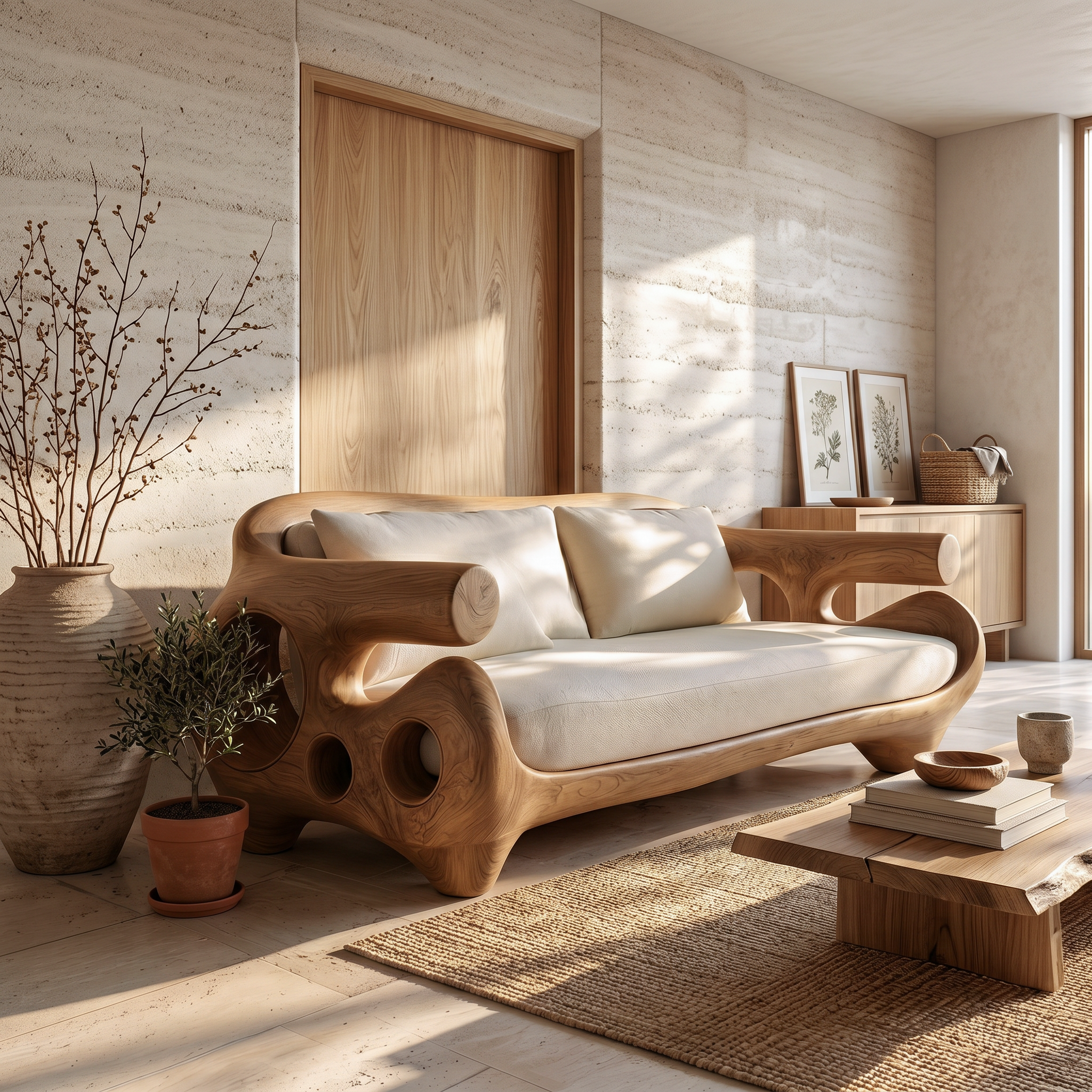 Minimalist Sofa Frame With Solid Wood Artistic Arms For Living Room SINLSASF043