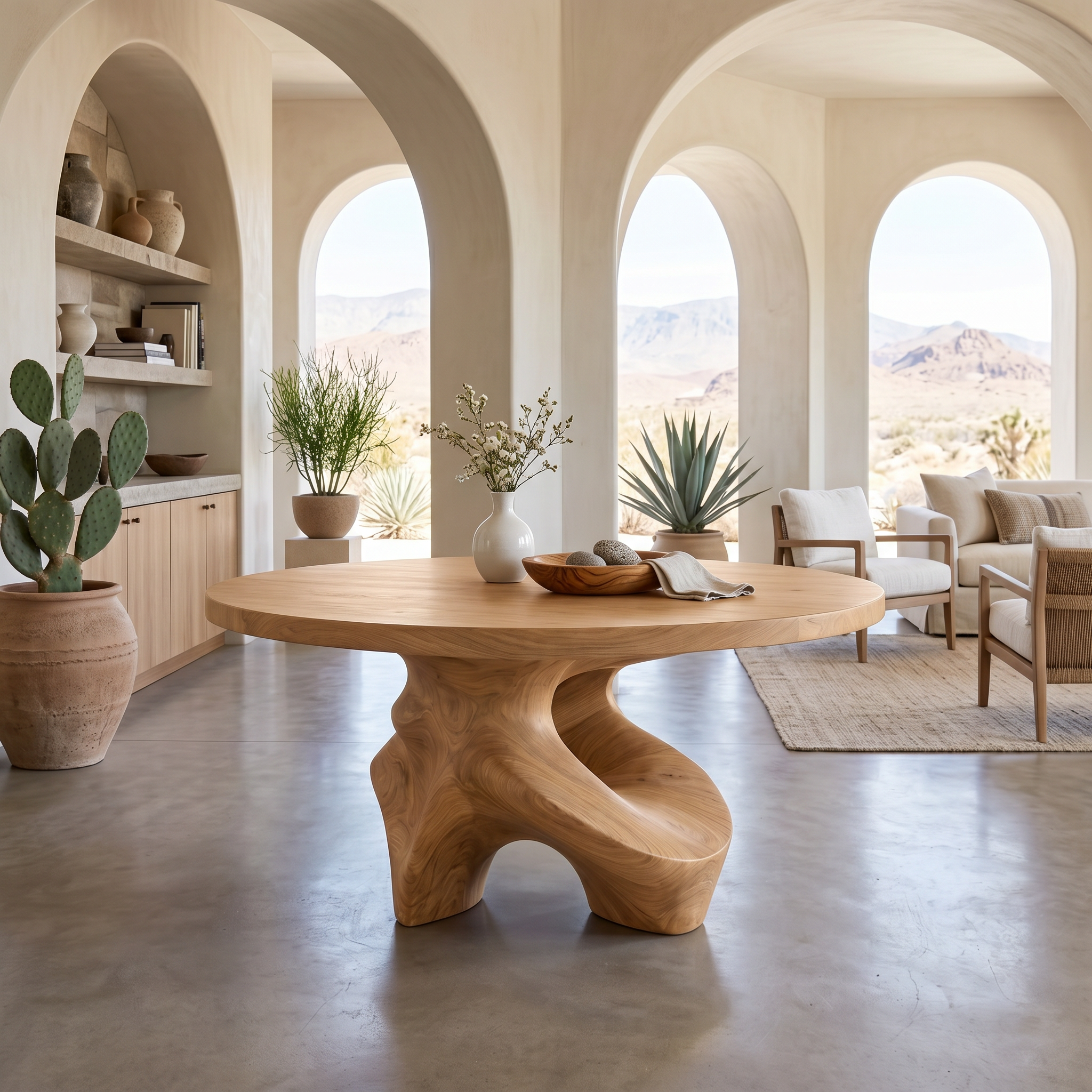 Minimalist Foyer Table Handcrafted Organic Base For Entryway SINLSAFT049
