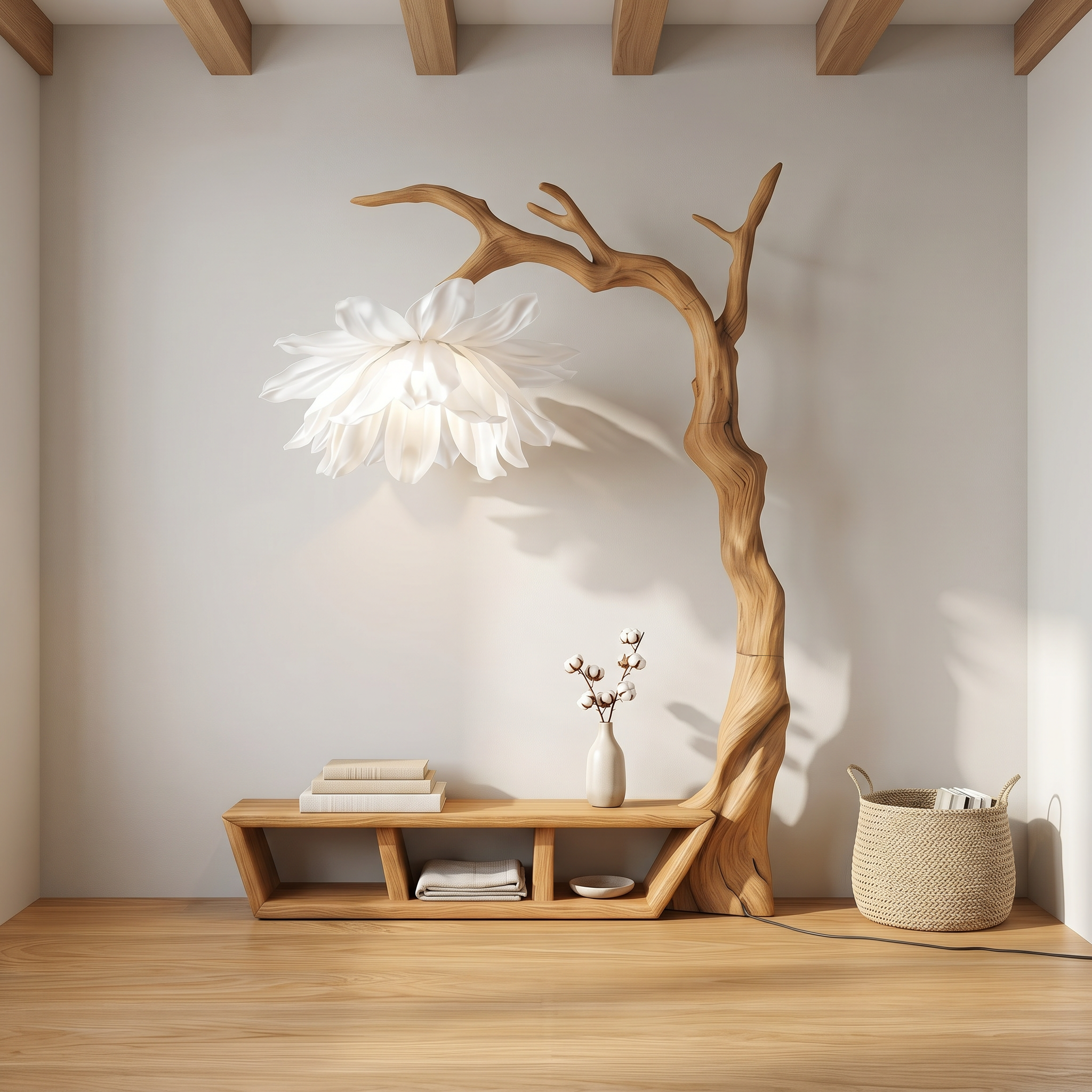 Rustic Organic Tree Bench Bookshelf Living Room Or Entryway SINLSATB516