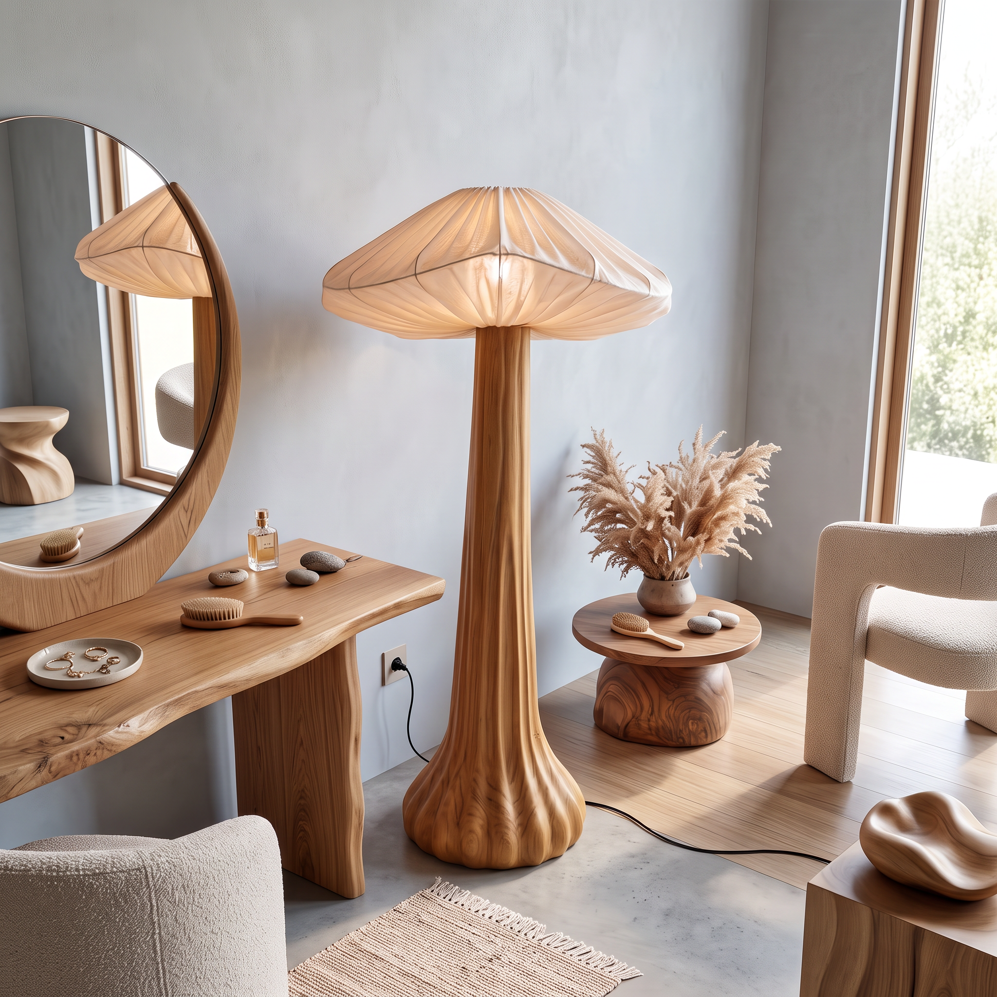 Contemporary Floor Lamp Organic Mushroom Design Reading Corner SINLSAFLP133