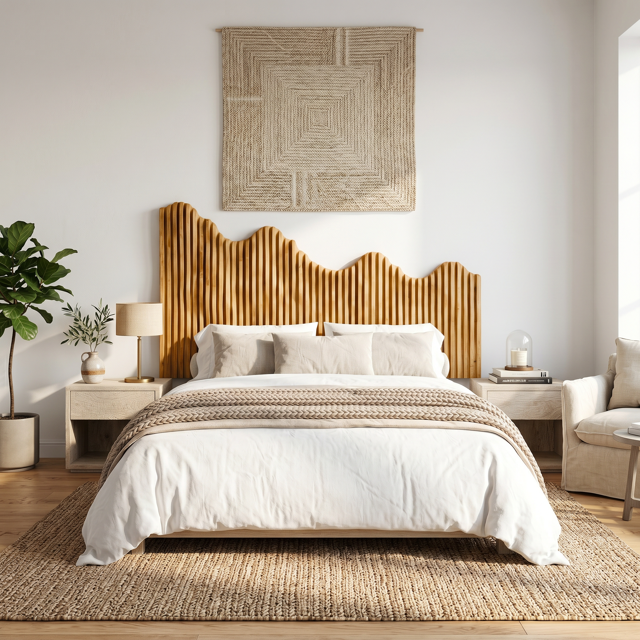Organic Mountain Landscape Headboard Wooden Bed Headboard For Bedroom SINLSAHB051