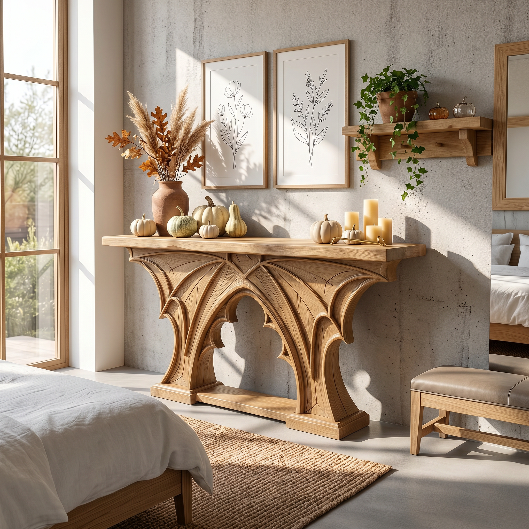 Rustic Console Table Handcrafted Live Edge Design For Hallway SINLSACS680