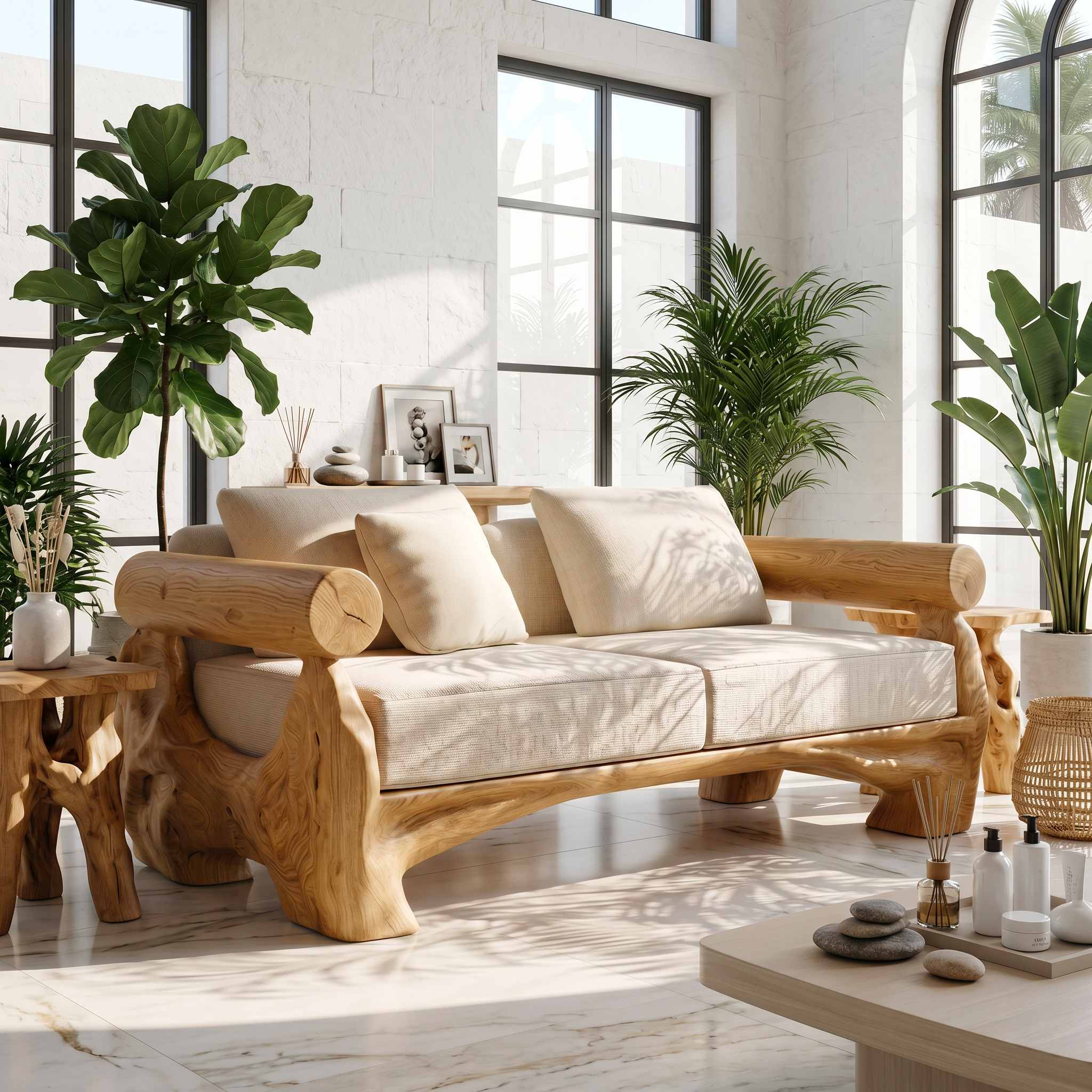 Sculptural Sofa Frame For Living Room SINLSASF050