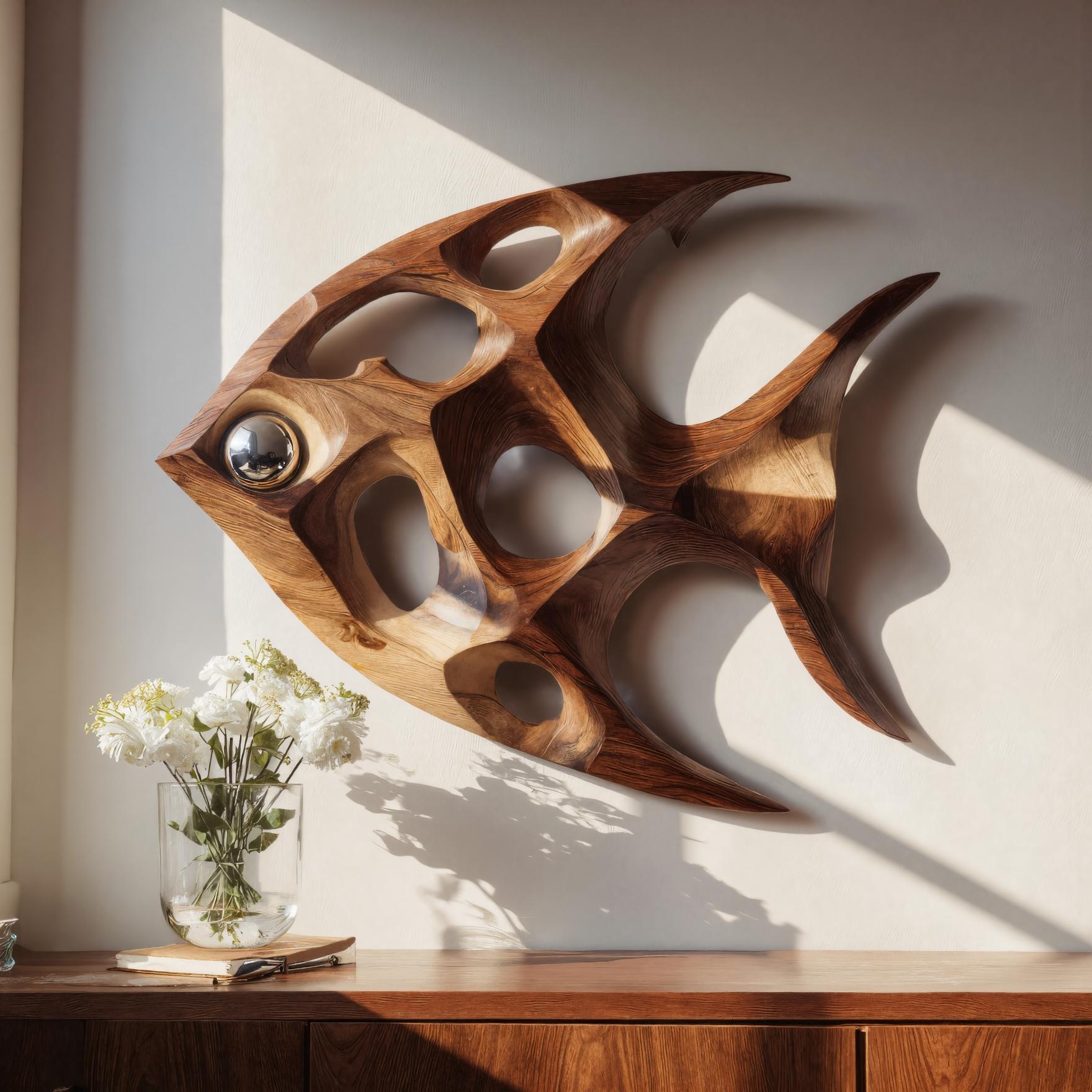 Artistic Sculptural Wall Art Fish-Inspired For Living Room SITHHNWA034