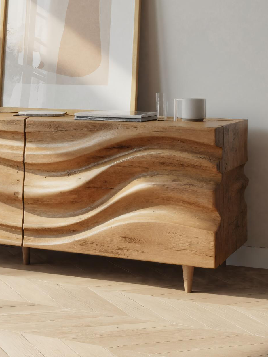 Hand Carved Wave Sideboard For Living Room Or Dining Room SITHTTSD003