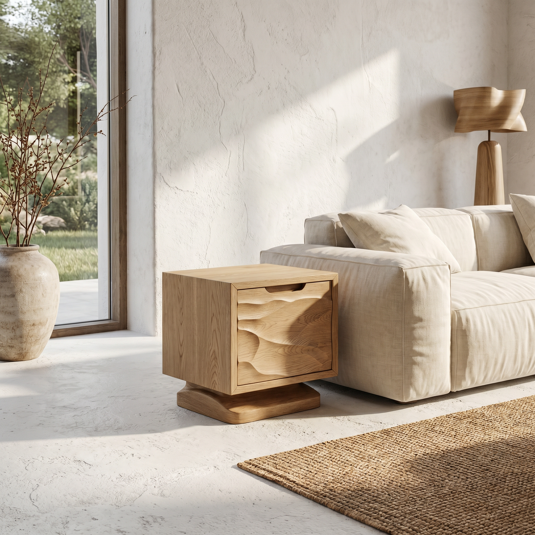 Rustic Beside Table With Open Shelf Storage And Solid Wood Design For Living Room And Bedroom SINLHABT254