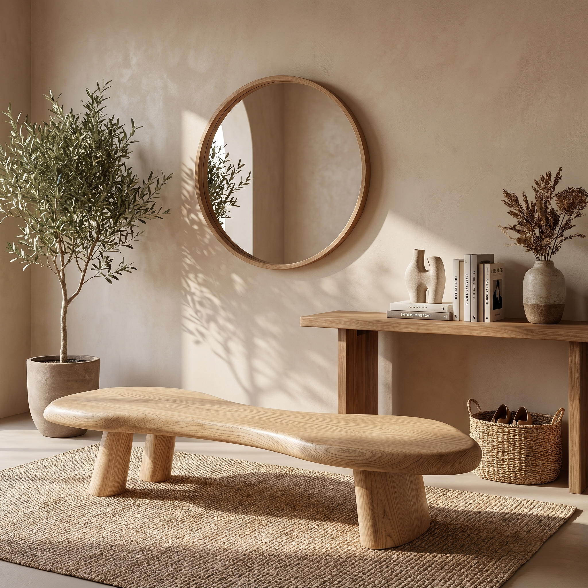 Rustic Bench Natural Tree Slab Design For Entryway SINLHARS127