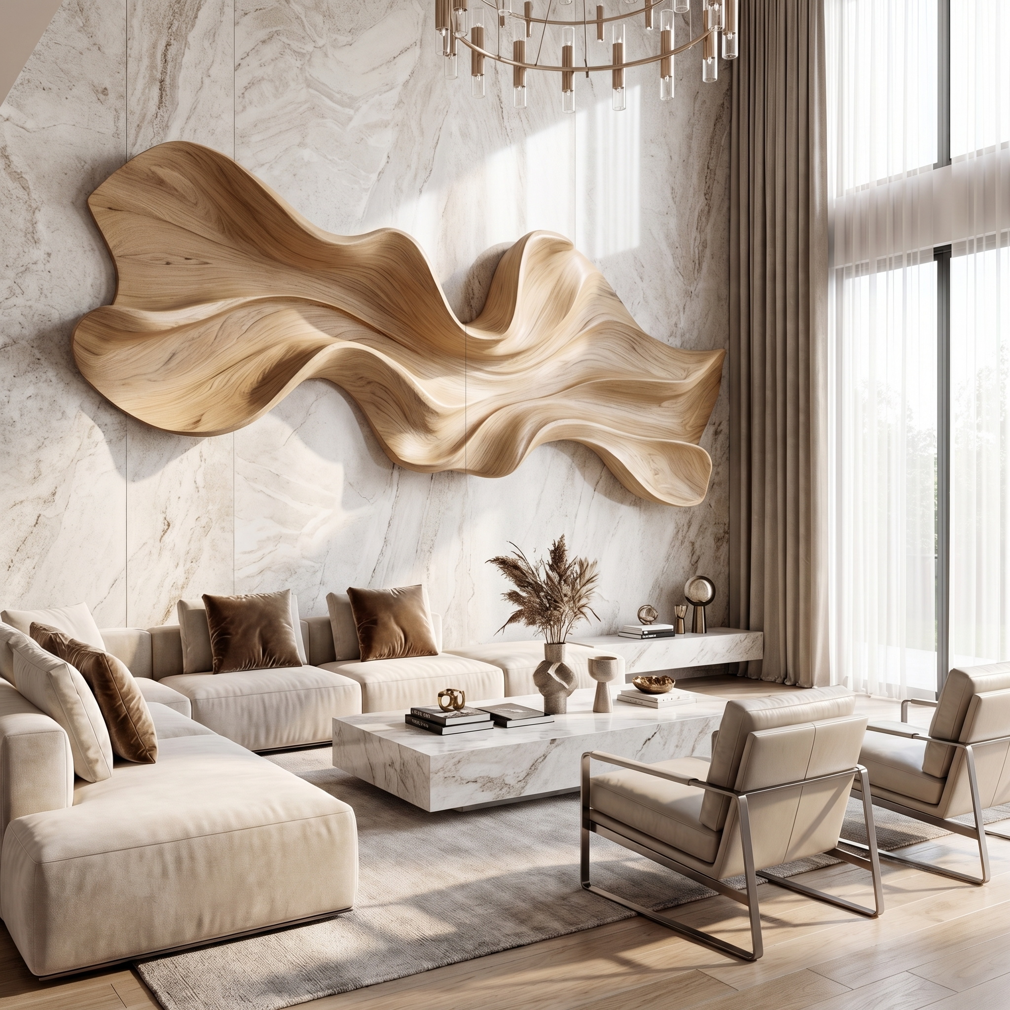 Modern Sculptural Wood Wall Decor For Living Room And Office Space SINLHAWD062
