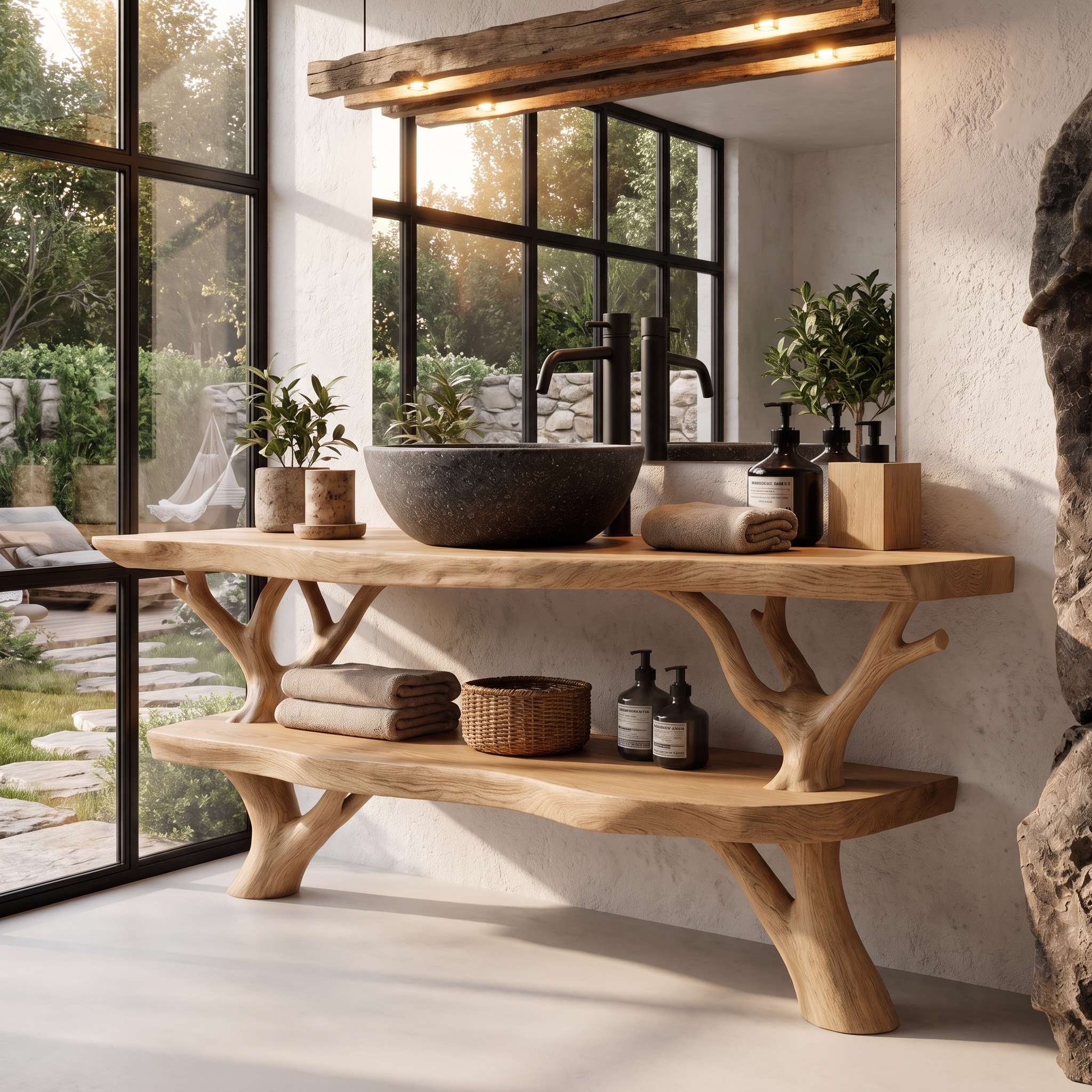 Natural Branch Bathroom Vanity Freestanding Sink Console SINLHABRV329