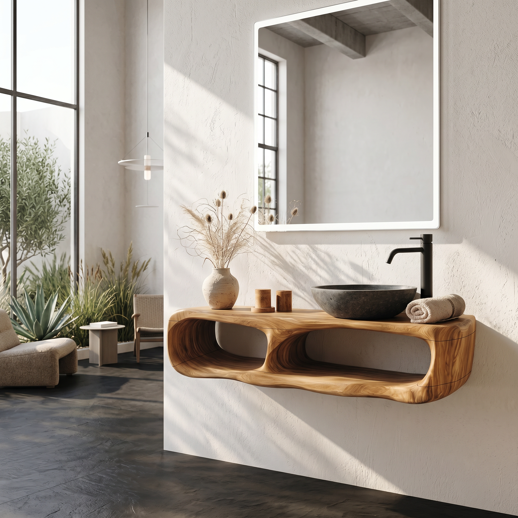 Coastal Organic Bathroom Vanity Wall Mounted Sink Console SINLHABRV331
