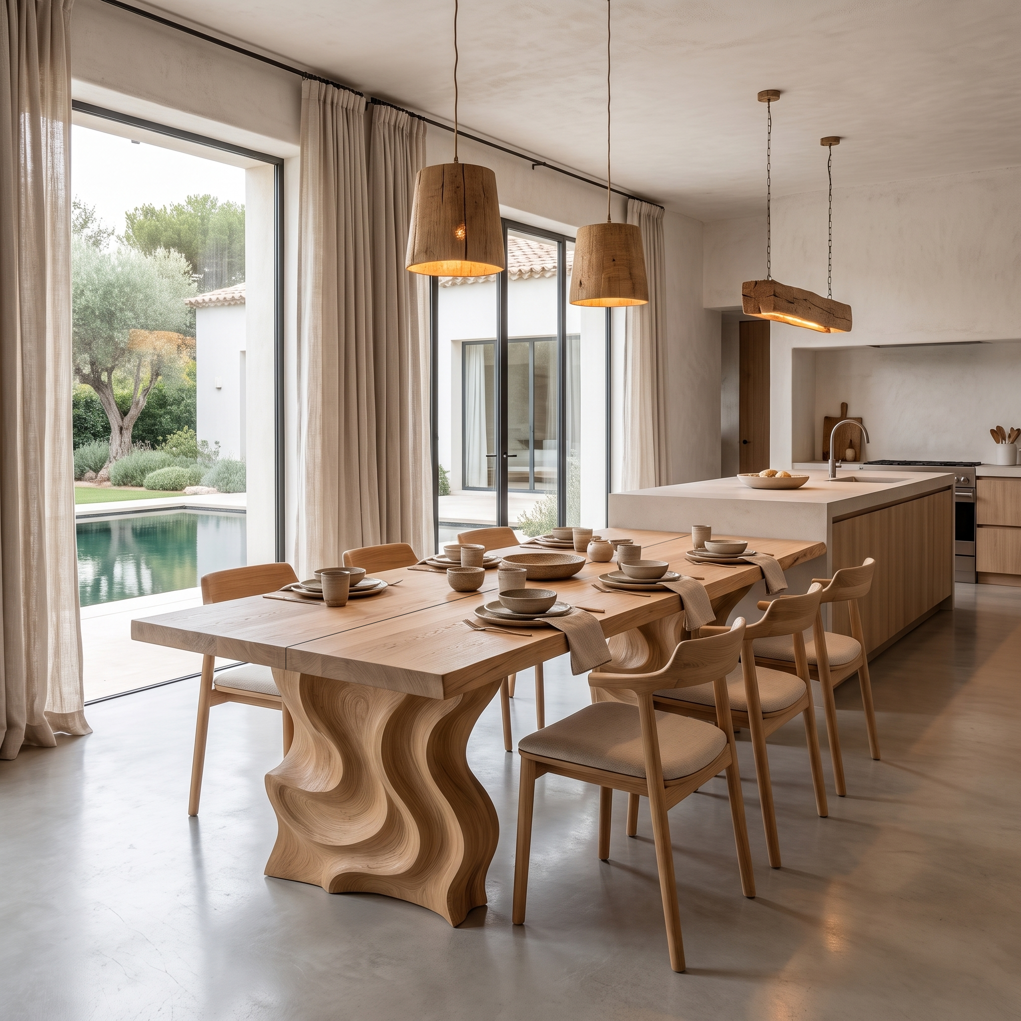 Modern Dining Table With Flowing Loop Design For Dining Room And Kitchen SINLHADN213