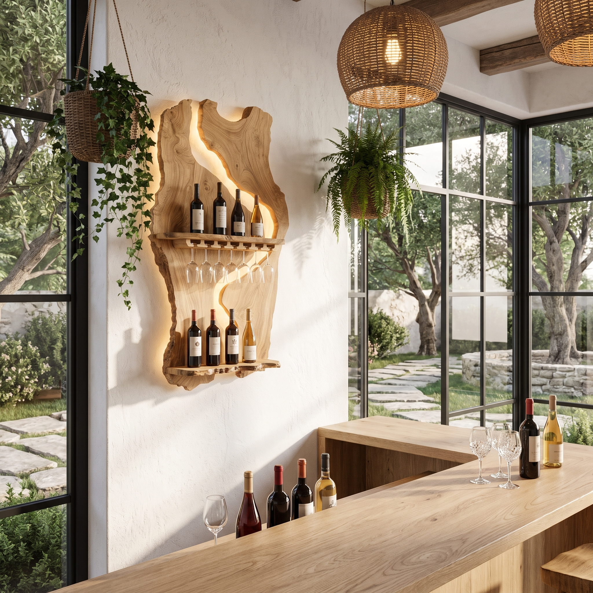 Sculptural Wall Mounted Wine Holder For Dining Room And Home Bar SINLHAWH038