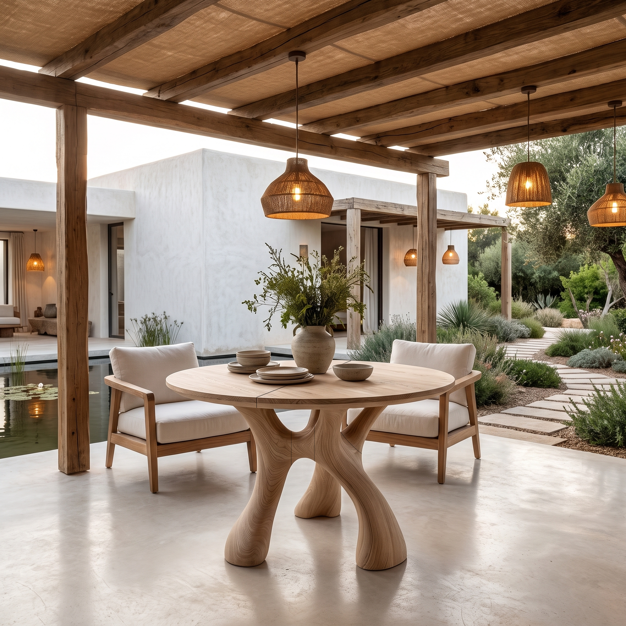 Organic Round Dining Table With Sculptural Infinity Design For Dining Room And Kitchen SINLHADN216